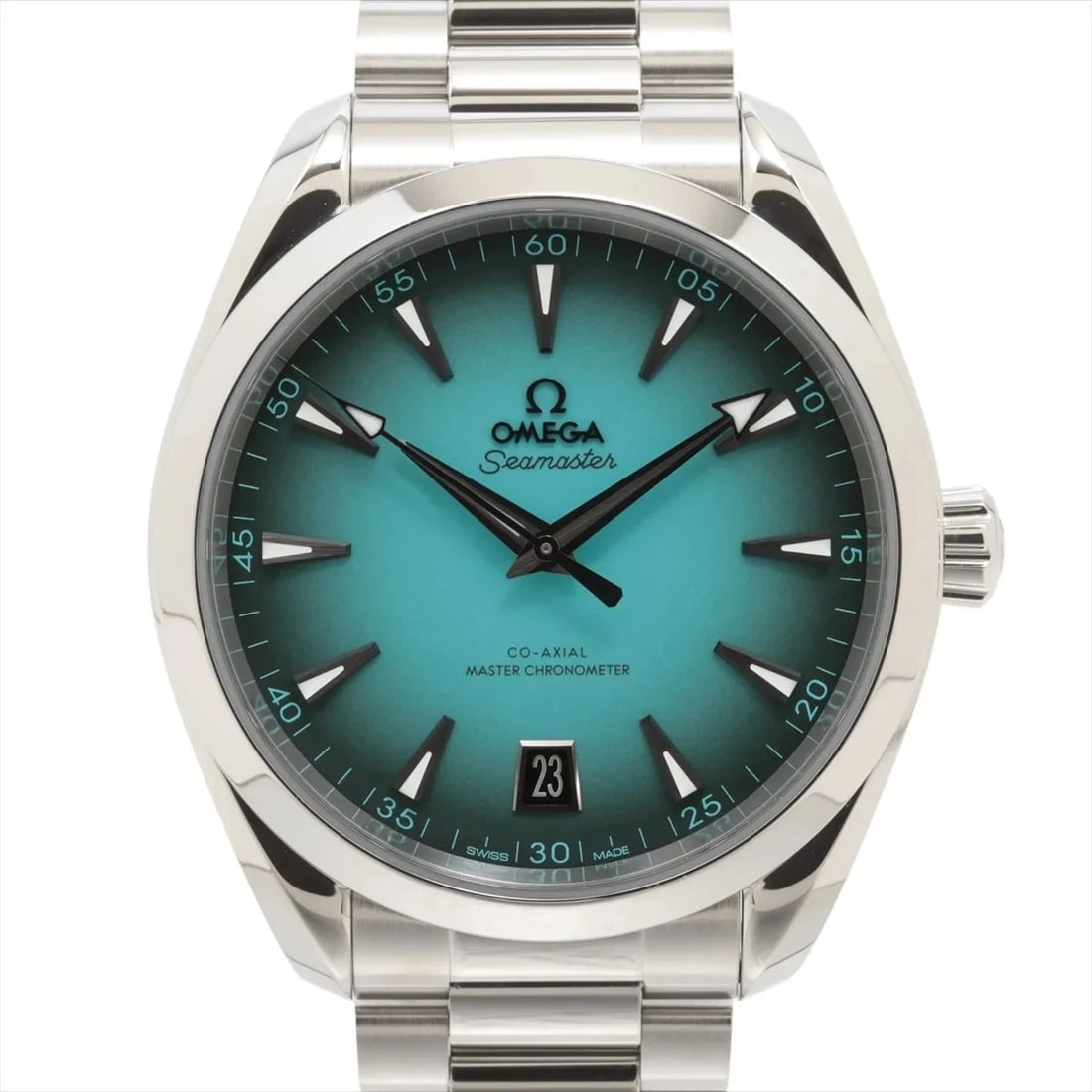 OMEGA SEAMASTER AQUA TERRA SS GREEN DIAL, WATCH: Omega Seamaster Aqua Terra SS green dial, Watch Brand: Omega Type/Style: Wristwatch Material: SS Color: torquise Size: Case:W1.6 x H1.6inch / W41 x H41 Circumference of Wrist:7.7inch / 19.5