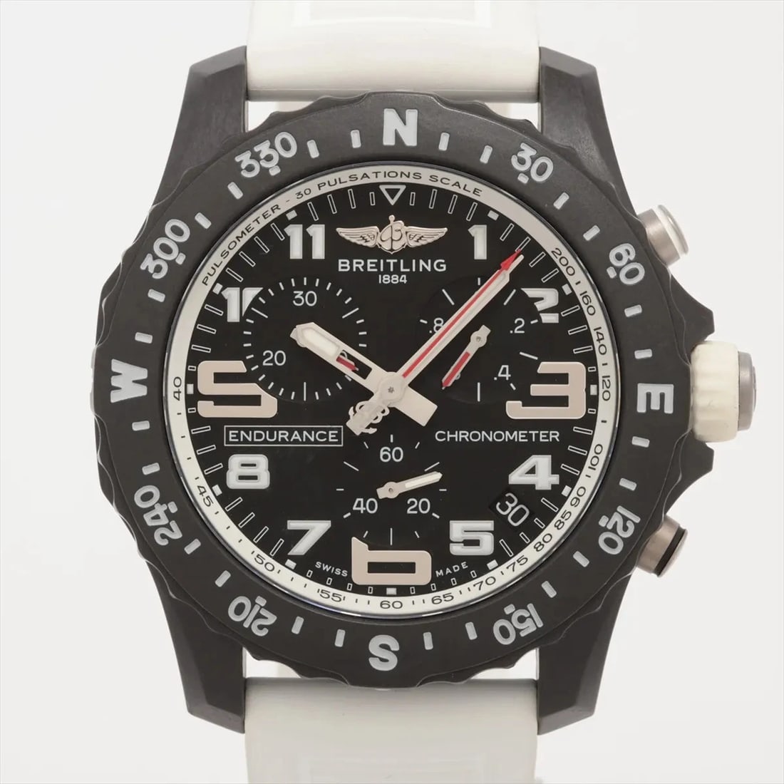 BREITLING ENDURANCE PRO BRIGHT LIGHT X RUBBER BLACK DIAL, WATCH: Breitling Endurance Pro Bright light x rubber black dial, Watch Brand: Breitling Type/Style: Wristwatch Material: Bright light x rubber Color: black dial Size: Case:W1.6 x H1.6inch / W44 x H44