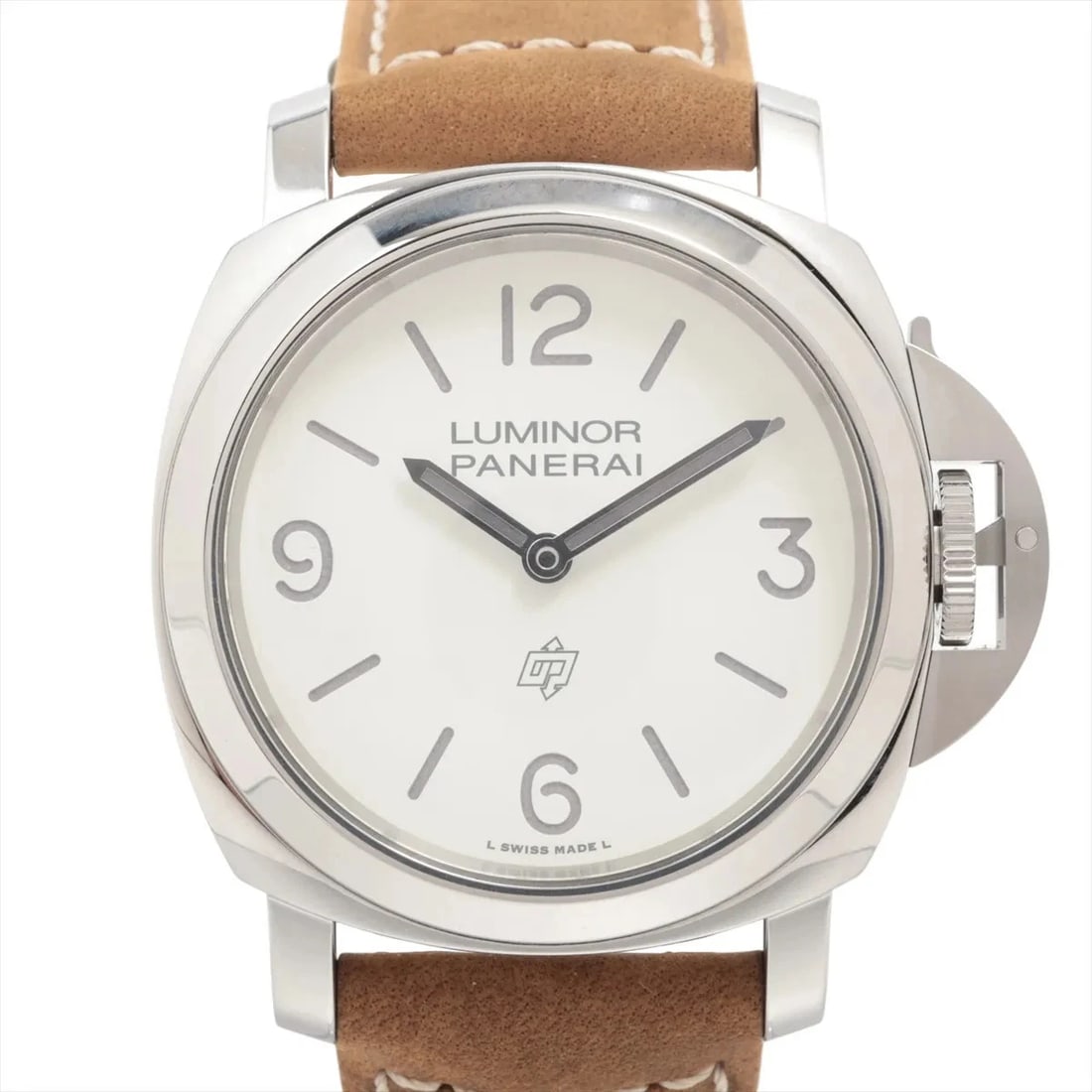 PANERAI LUMINOR BASE LOGO SS & LEATHER WHITE DIAL, WATCH: Panerai Luminor Base Logo SS & Leather white dial, Watch Brand: Panerai Type/Style: Wristwatch Material: SS & Leather Color: white dial Size: Case:W1.6 x H1.6inch / W42 x H42 Circumference of