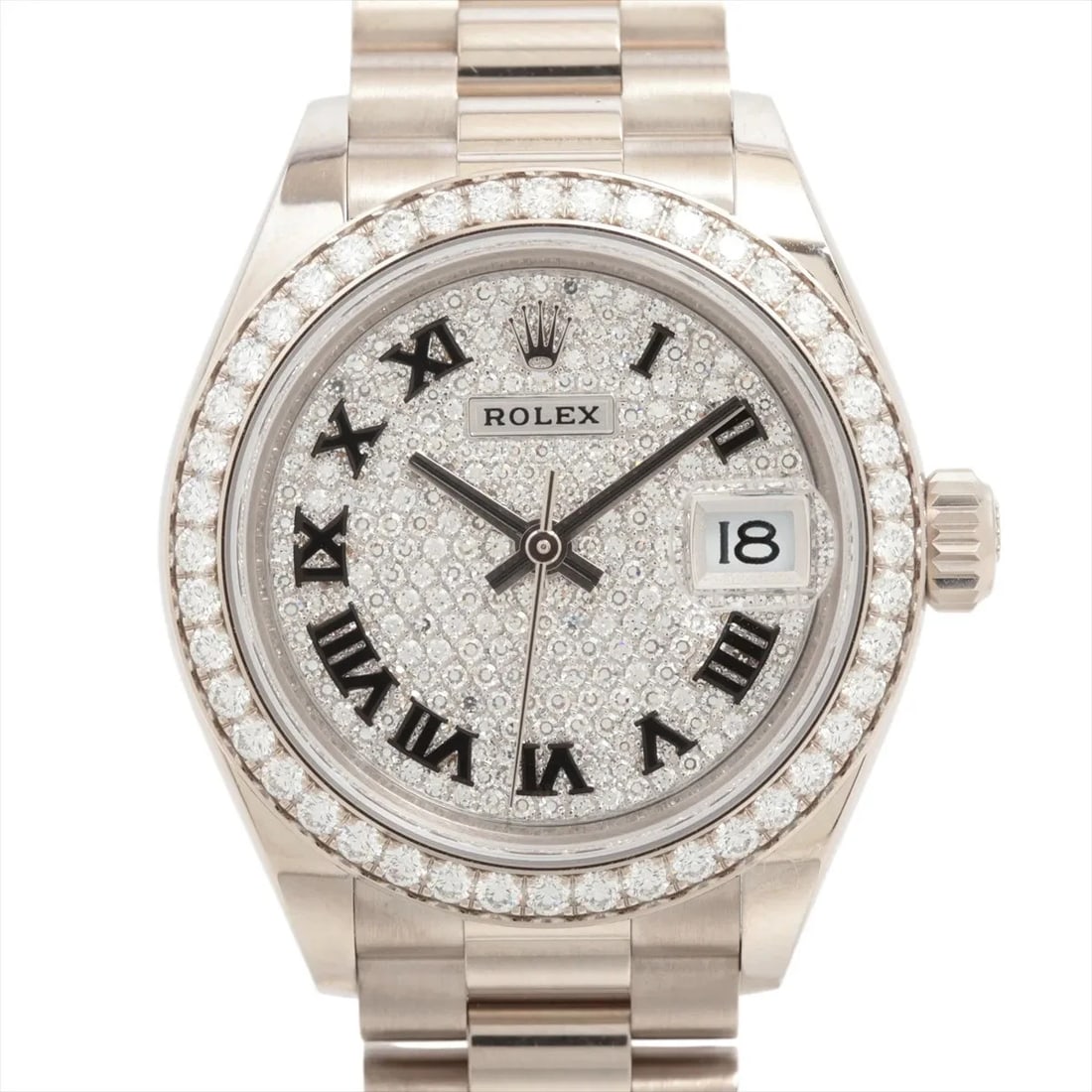 ROLEX LADY DATEJUST WG DIAMOND-FACE, WATCH: Rolex Lady Datejust WG Diamond-Face, Watch Brand: Rolex Type/Style: Wristwatch Material: WG Color: Diamond-Face Size: Case:W0.8 x H0.8inch / W28 x H28 Circumference of Wrist:6.1inch / 15.5