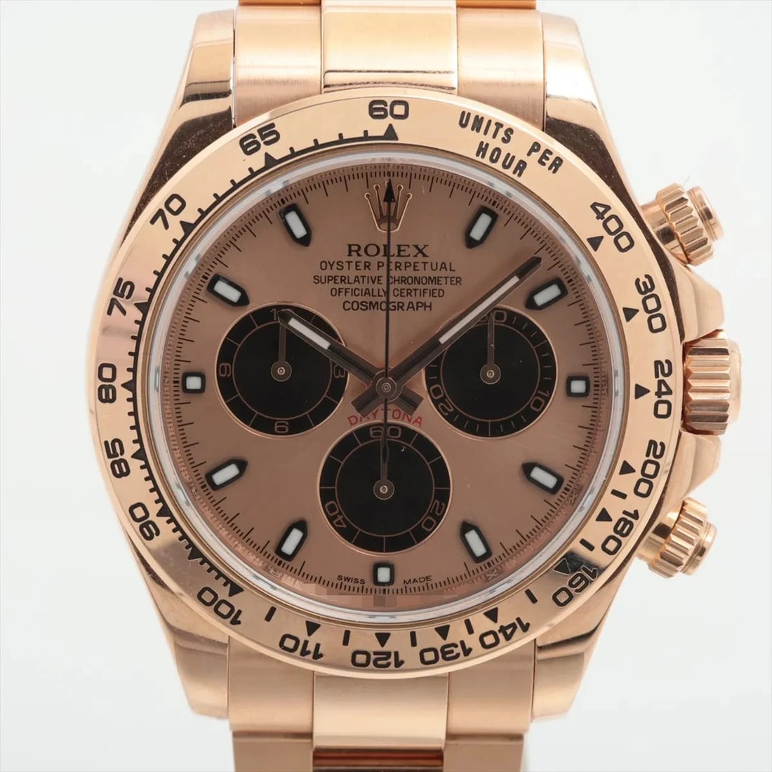 ROLEX DAYTONA PG PINK-FACE, WATCH: Rolex Daytona PG Pink-Face, Watch Brand: Rolex Type/Style: Wristwatch Material: PG Color: Pink-Face Size: Case:W1.6 x H1.6inch / W40 x H40 Circumference of Wrist:6.7inch / 17 Accessories: None