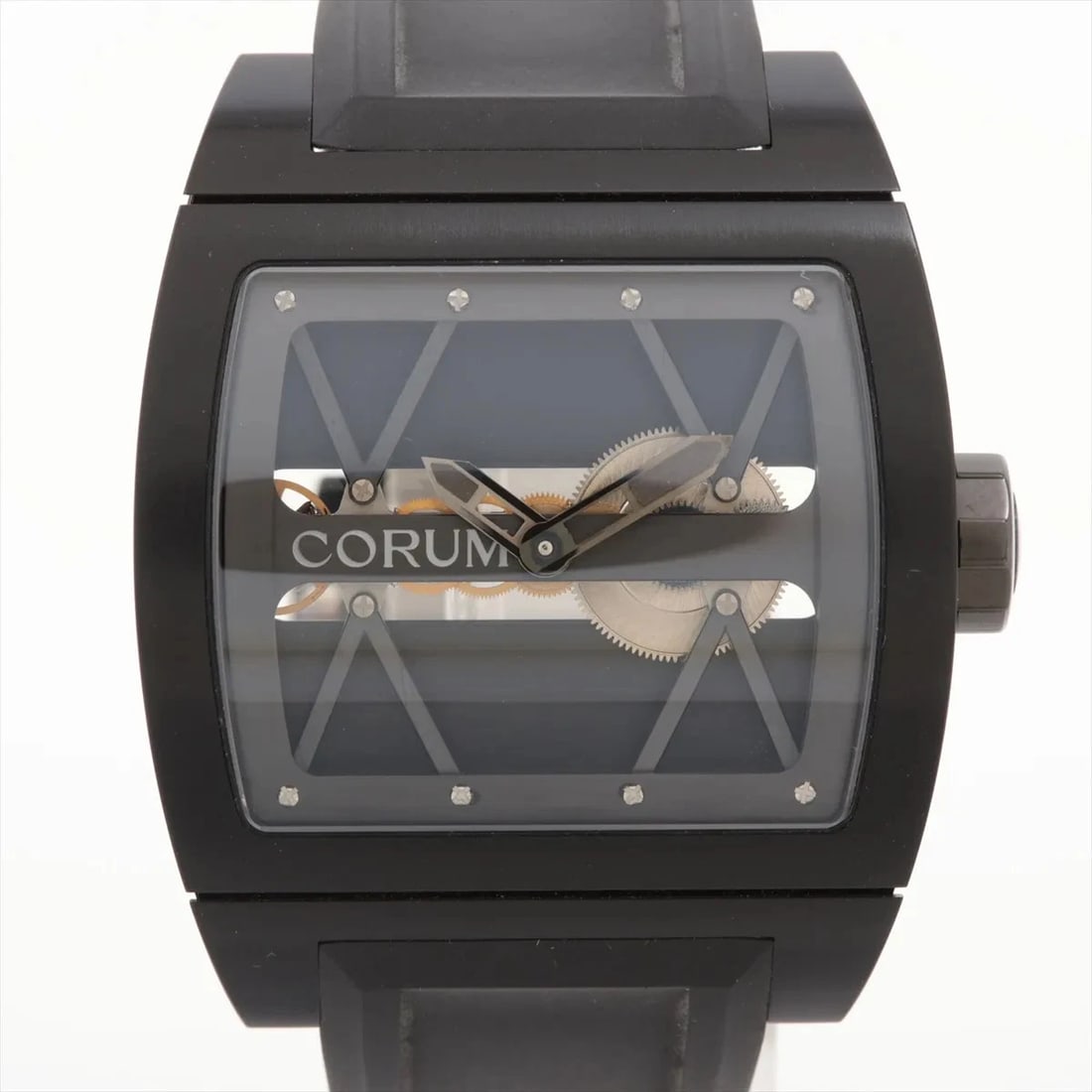 CORUM TI-BRIDGE SS & RUBBER SKELETON DIAL, WATCH: Corum Ti-Bridge SS & Rubber Skeleton dial, Watch Brand: Corum Type/Style: Wristwatch Material: SS x TI x rubber Color: Skeleton dial Size: Case:W1.6 x H2.0inch / W42 x H52 Circumference of Wrist:7.5in