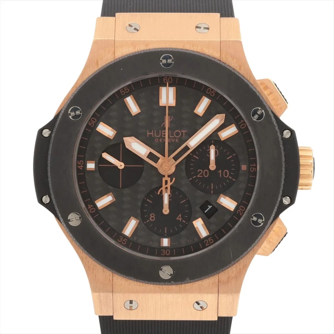 HUBLOT BIG BANG GOLD CERAMIC RG?TI RG?SS?RUBBER BLACK DIAL, WATCH: Hublot Big Bang Gold Ceramic RG?TI RG?SS?Rubber black dial, Watch Brand: Hublot Type/Style: Wristwatch Material: RG?SS?TI?Rubber Color: black dial Size: Case:W1.6 x H1.6inch / W44 x H44 Circumference 