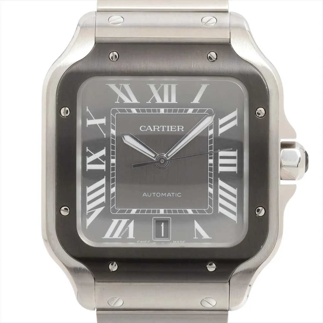 CARTIER SANTOS DOO CARTIER LM SS GRAY-FACE, WATCH (1 of 4)
