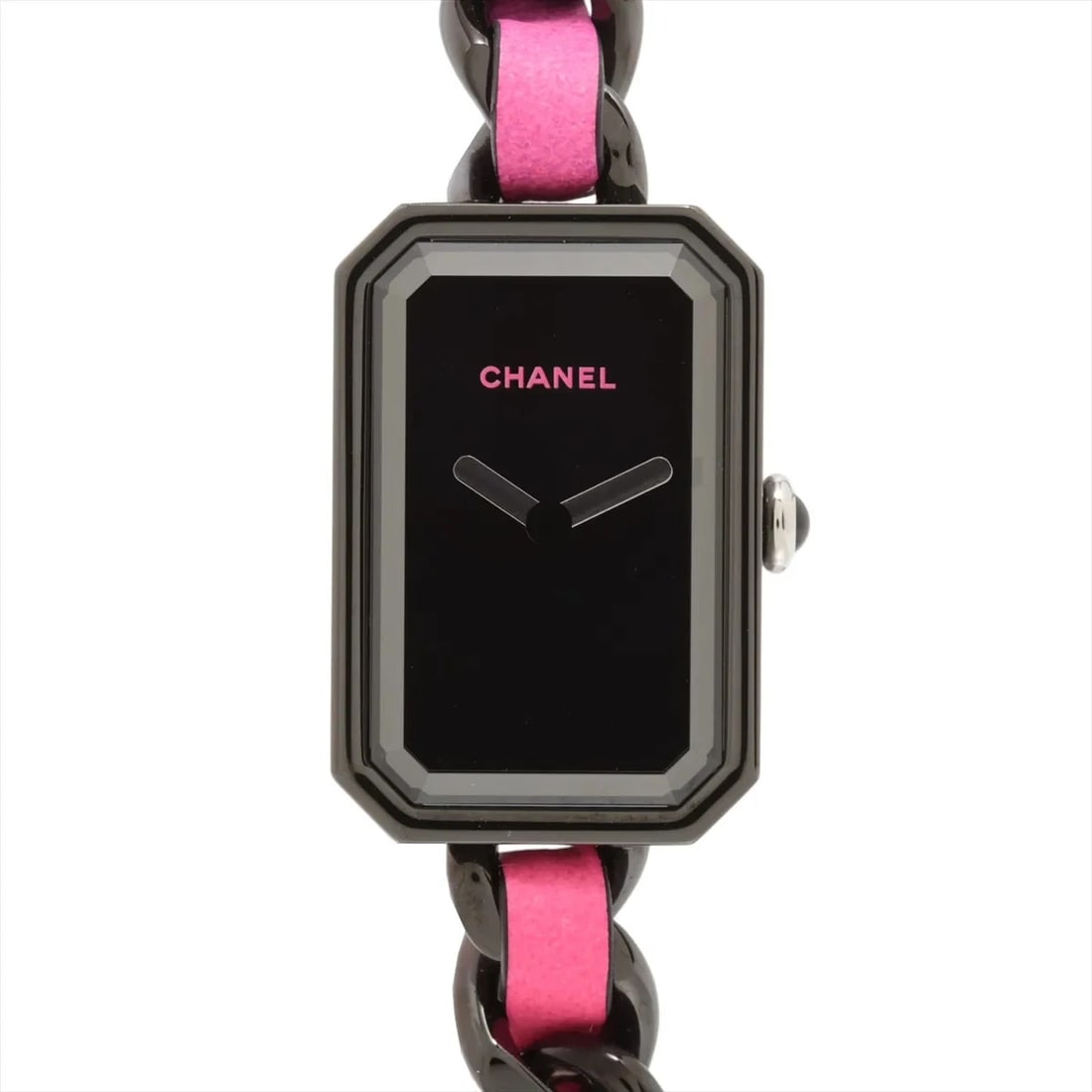 CHANEL ELECTRO SS & LEATHER BLACK DIAL, WATCH: Chanel Electro SS & Leather black dial, Watch Brand: Chanel Type/Style: Wristwatch Material: SS & Leather Color: black dial Size: Case:W0.4 x H0.8inch / W16 x H24 Circumference of Wrist:5.5inch / 14