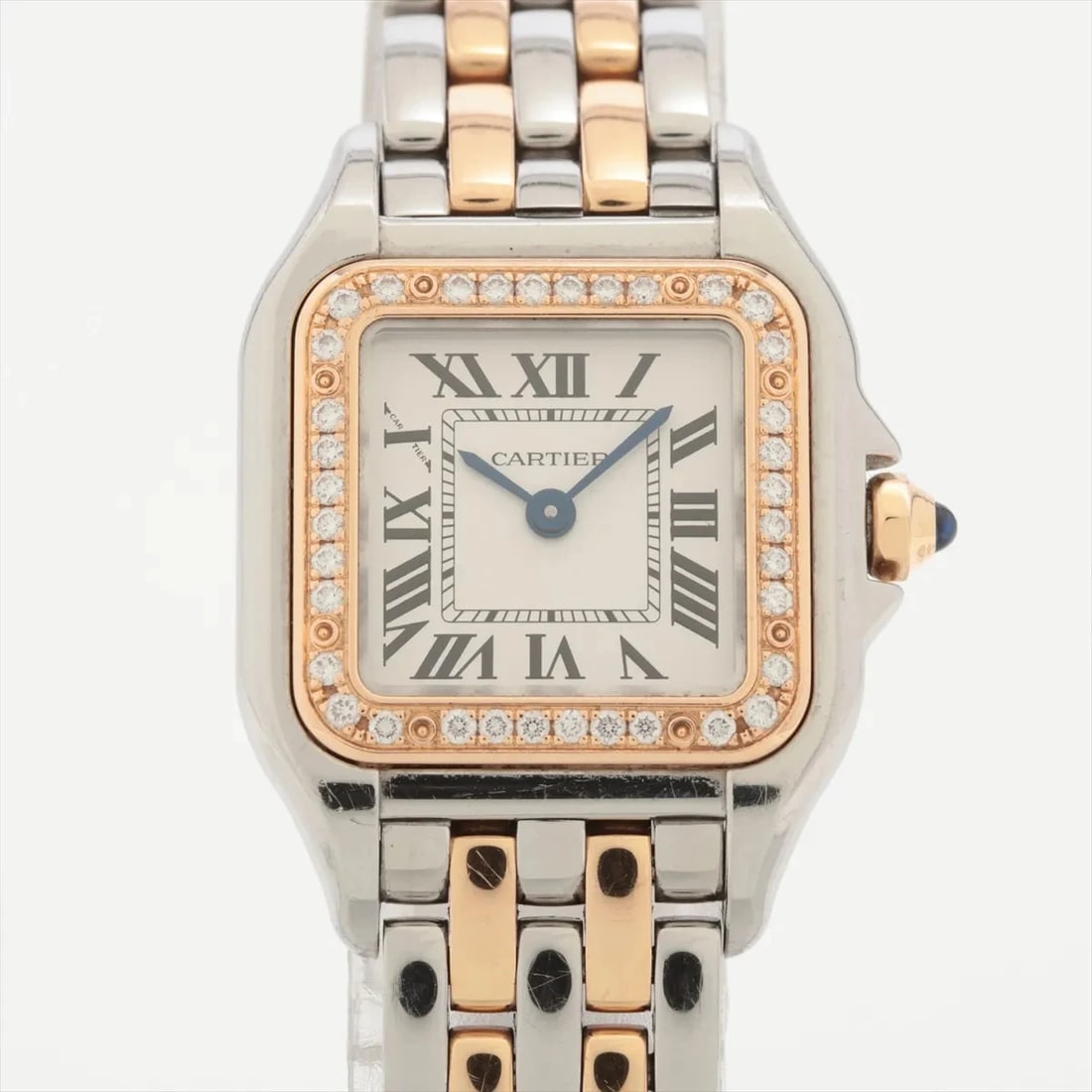 CARTIER SILVER-FACE, WATCH: Cartier Silver-Face, Watch Brand: Cartier Type/Style: Wristwatch Material: PG?SS Color: Silver-Face Size: Case:W0.8 x H1.2inch / W21 x H30 Circumference of Wrist:5.9inch / 15 Accessories: None