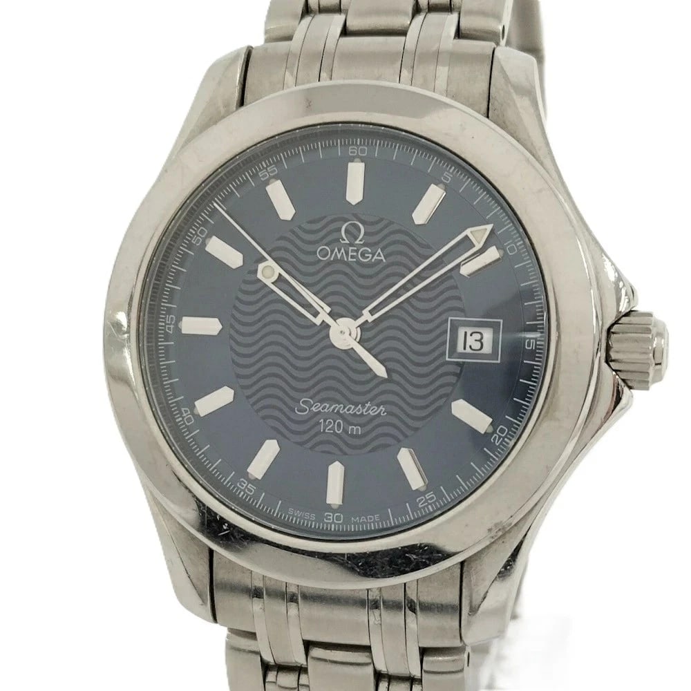OMEGA SEAMASTER QUARTZ WATCH STAINLESS STEEL NAVY DIAL, WATCH: Omega Seamaster Quartz Watch Stainless Steel Navy Dial, Watch Brand: Omega Type/Style: Wristwatch Material: Case Material: Stainless Steel Band Material: Stainless Steel Color: Dial Color navy Size: