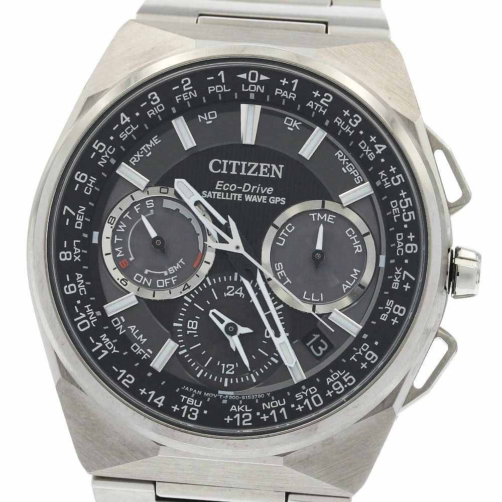 CITIZEN SATELLITE WAVE ECO DRIVE GPS DATE SOLAR WATCH: Citizen Satellite Wave Eco Drive GPS Date Solar Watch Brand: Citizen Type/Style: Wristwatch Material: Case Material: Titanium Band Material: Titanium Color: Dial Color gray Size: case Size: Approx.