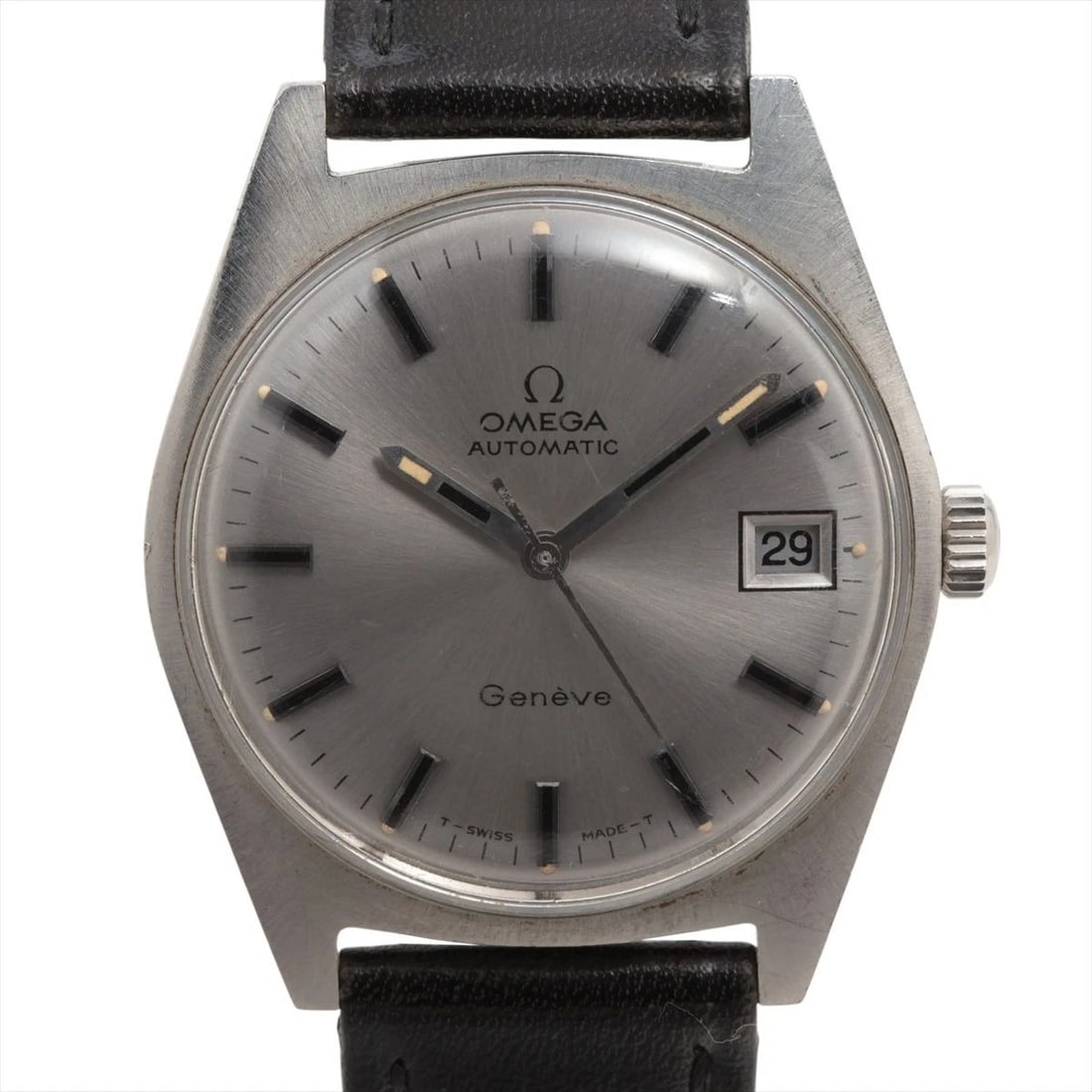OMEGA SS LEATHER QUARTZ SILVER DIAL, WATCH: Omega SS Leather Quartz Silver Dial, Watch Brand: Omega Type/Style: Wristwatch Material: Strap Material: Leather StrapCase Material: Stainless Steel Color: Dial Color silver Size: Case Size: Approxima