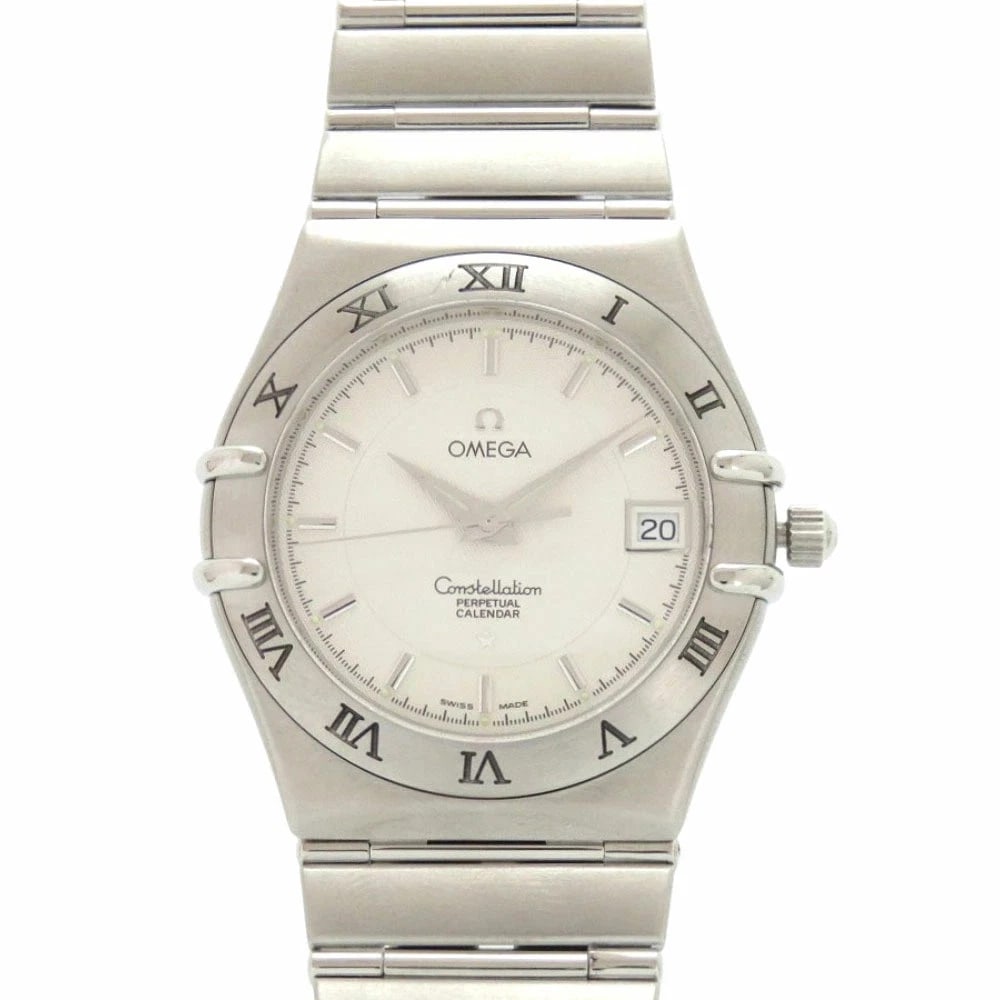 OMEGA CONSTELLATION PERPETUAL SS SILVER QUARTZ WATCH: Omega Constellation Perpetual SS Silver Quartz Watch Brand: Omega Type/Style: Wristwatch Material: Stainless Steel Color: Dial Color silver Size: Case Diameter: Approximately 35mm Band Length: