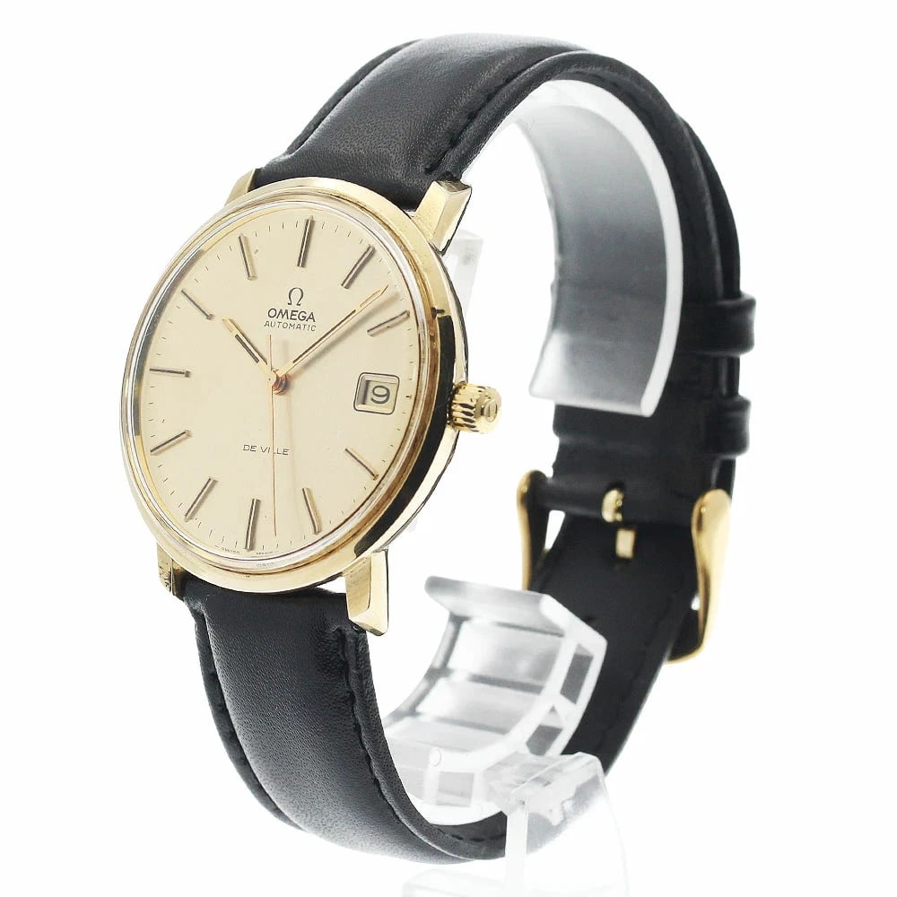OMEGA T00L DEVIL DATE AUTOMATIC MEN'S WATCH: Omega T00L Devil Date Automatic Men's Watch Brand: Omega Type/Style: Wristwatch Material: Case Material: Stainless Steel with Gold Plating Band Material: Leather Color: Dial Color gold Size: Case Size