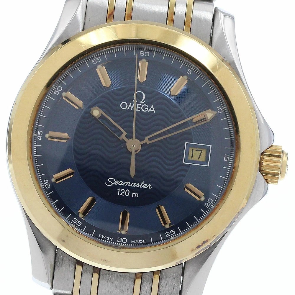 OMEGA SEAMASTER DATE QUARTZ MEN'S WATCH: Omega Seamaster Date Quartz Men's Watch Brand: Omega Type/Style: Wristwatch Material: Case Material: Stainless Steel/Gold Plated Band Material: Stainless Steel/Gold Plated Color: Dial Color navy