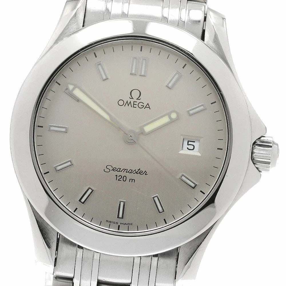 OMEGA SEAMASTER DATE QUARTZ MEN'S WATCH: Omega Seamaster Date Quartz Men's Watch Brand: Omega Type/Style: Wristwatch Material: Case Material: Stainless Steel Band Material: Stainless Steel Color: Dial Color silver Size: Case Size (W):