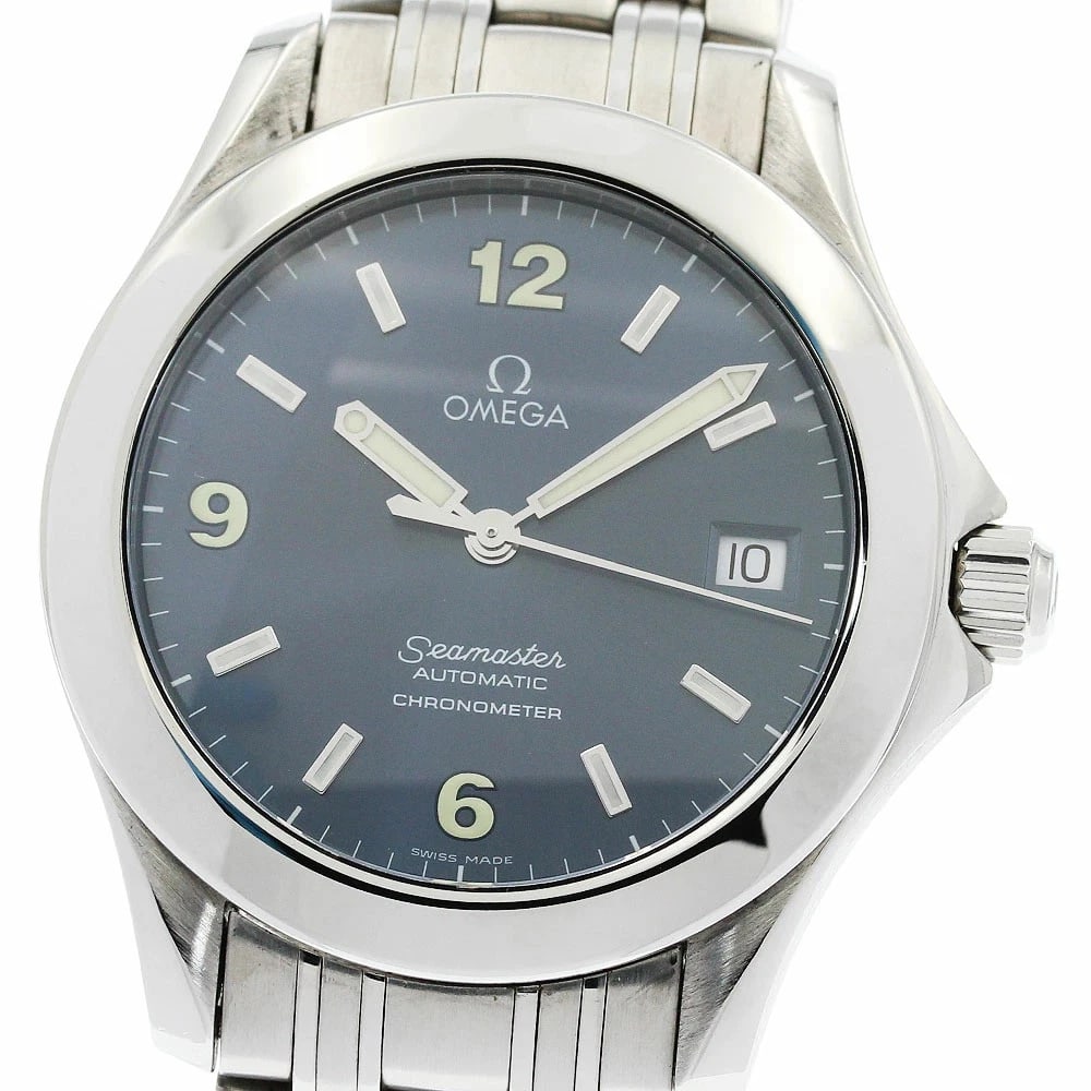 OMEGA SEAMASTER DATE CHRONOMETER AUTOMATIC MEN'S WATCH: Omega Seamaster Date Chronometer Automatic Men's Watch Brand: Omega Type/Style: Wristwatch Material: Case Material: Stainless Steel Band Material: Stainless Steel Color: Dial Color navy Size: Case Siz