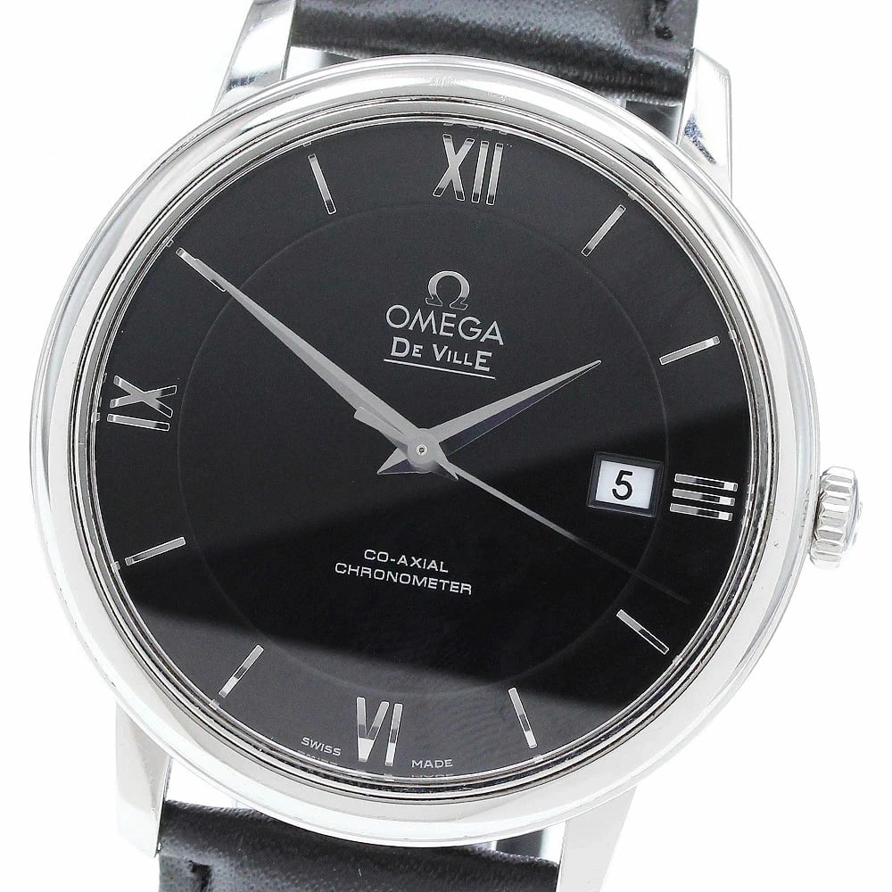 OMEGA DEVIL PRESTIGE CO-AXIAL AUTOMATIC MEN'S WATCH: Omega Devil Prestige Co-Axial Automatic Men's Watch Brand: Omega Type/Style: Wristwatch Material: Case Material: Stainless Steel Band Material: Leather Color: Dial Color black Size: Case Size: Approxi
