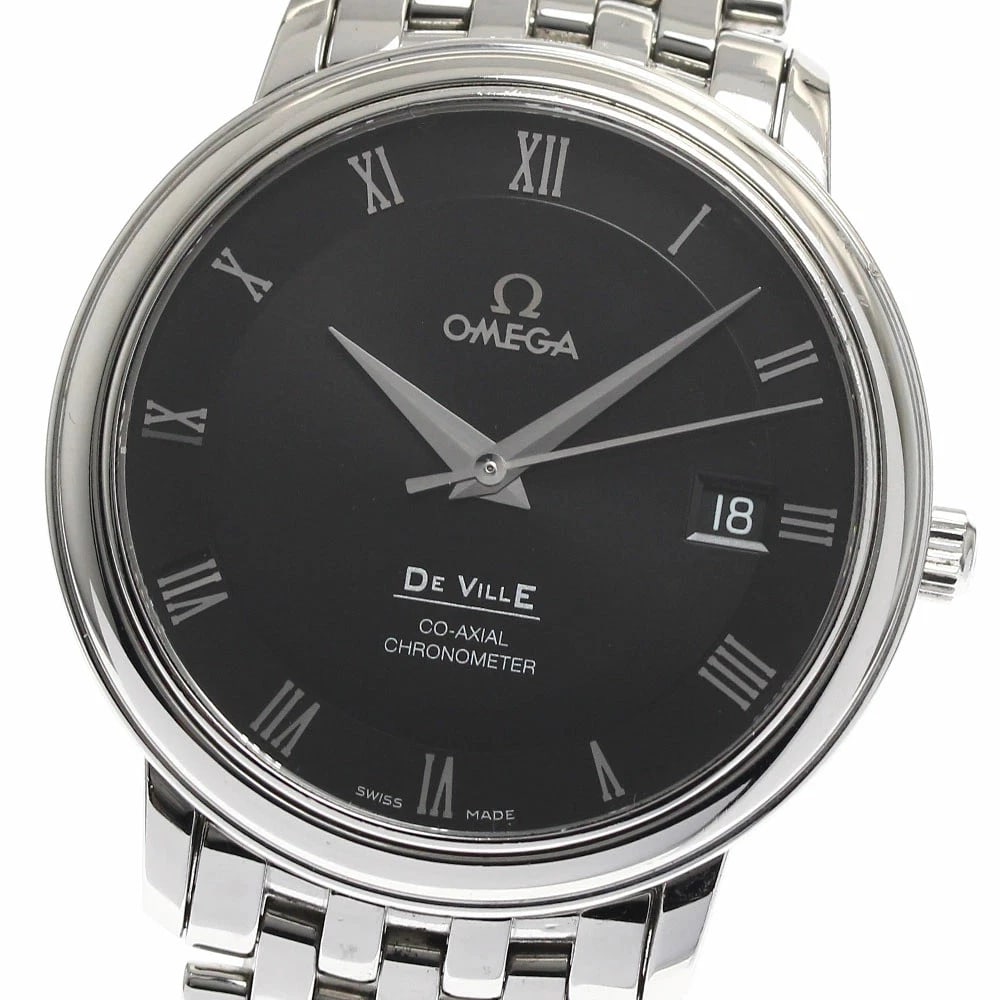 OMEGA DEVIL PRESTIGE CO-AXIAL DATE AUTOMATIC MEN'S WATCH: Omega Devil Prestige Co-Axial Date Automatic Men's Watch Brand: Omega Type/Style: Wristwatch Material: Case Material: Stainless Steel Band Material: Stainless Steel Color: Dial Color black Size: Case 