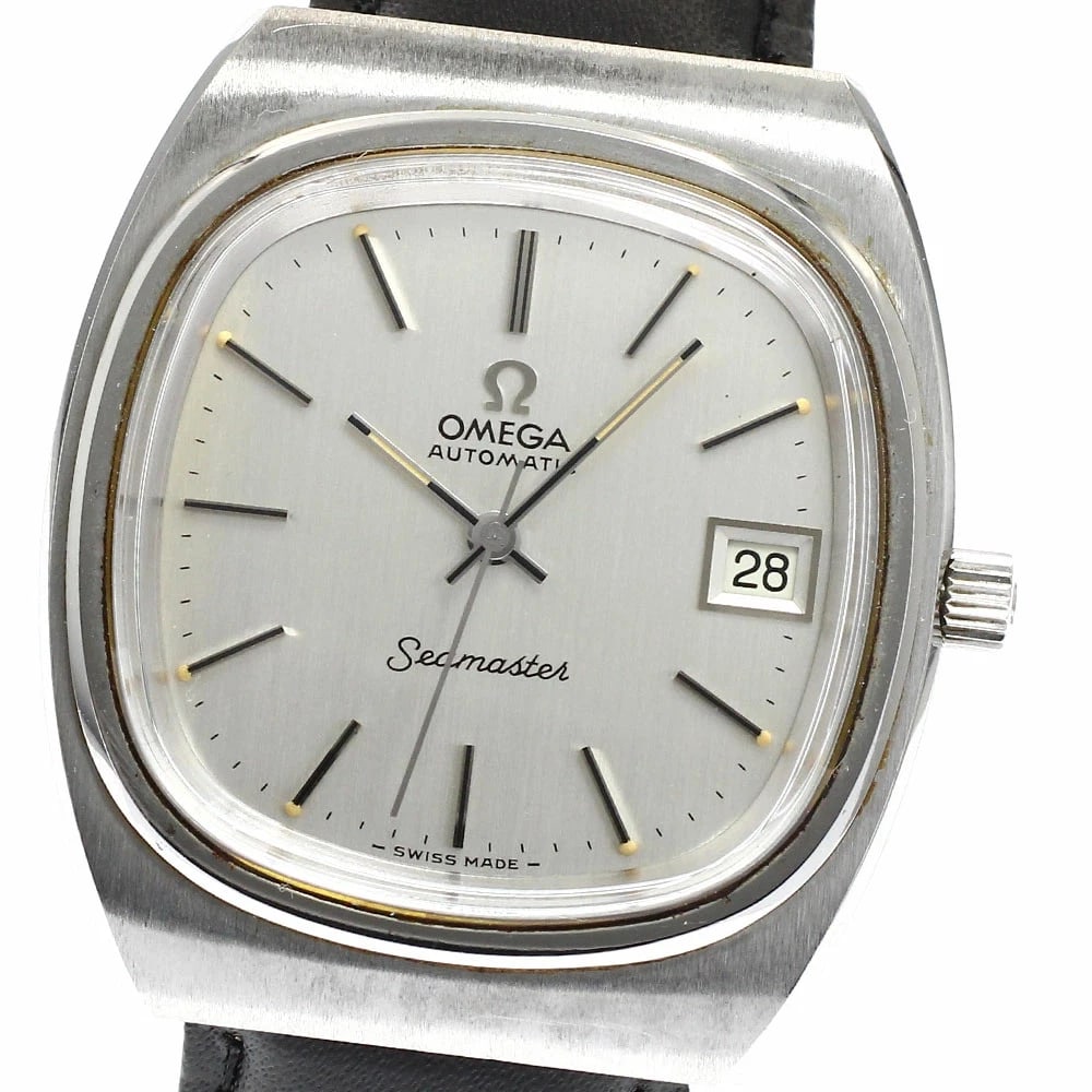 OMEGA SEAMASTER CAL AUTOMATIC MEN?S WATCH: Omega Seamaster Cal Automatic Men?s Watch Brand: Omega Type/Style: Wristwatch Material: Case Material: Stainless Steel Band Material: Leather Color: Dial Color silver Size: Case Size (Width):