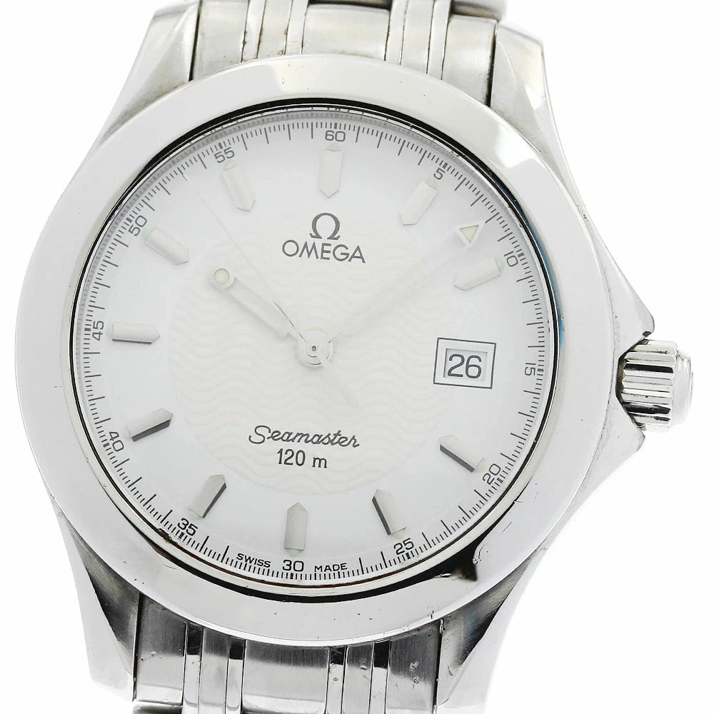 OMEGA SEAMASTER DATE QUARTZ MEN'S WATCH: Omega Seamaster Date Quartz Men's Watch Brand: Omega Type/Style: Wristwatch Material: Case Material: Stainless Steel Band Material: Stainless Steel Color: Dial Color white Size: Case Size (Width):