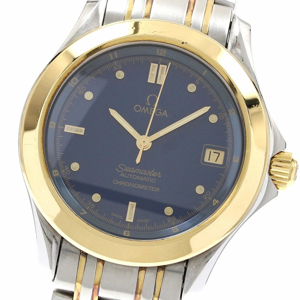OMEGA SEAMASTER DATE AUTOMATIC MEN'S WATCH: Omega Seamaster Date Automatic Men's Watch Brand: Omega Type/Style: Wristwatch Material: Case Material: Stainless Steel / Yellow Gold Band Material: Stainless Steel / Yellow Gold Color: Dial Color nav