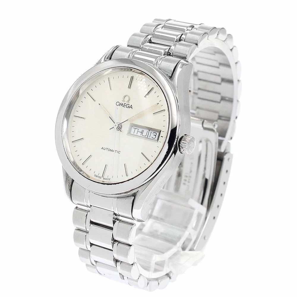 OMEGA DAY-DATE AUTOMATIC MEN?S WATCH WITH, WATCH: Omega Day-Date Automatic Men?s Watch with, Watch Brand: Outlet Type/Style: Wristwatch Material: Case Material: Stainless Steel Band Material: Stainless Steel Color: Dial Color silver Size: Case Size