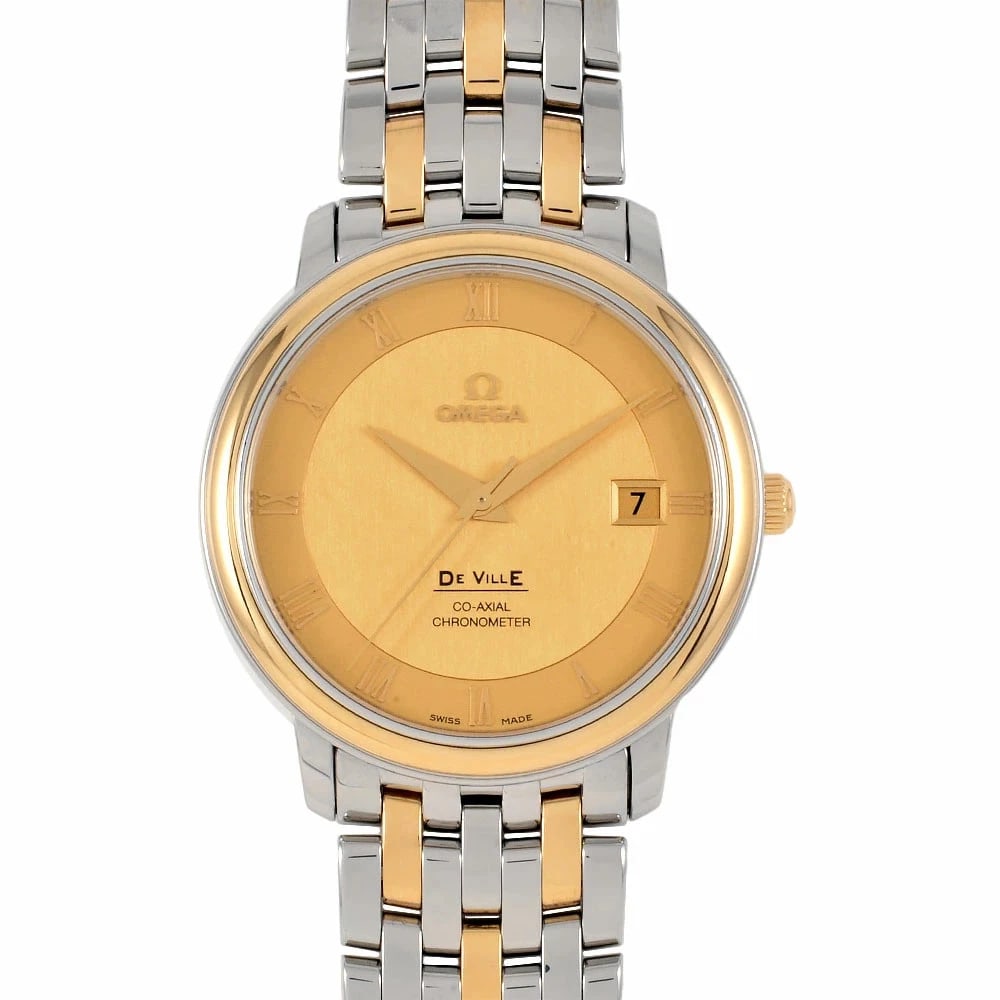 OMEGA DE VILLE CO-AXIAL CHRONOMETER WATCH GOLD DIAL, WATCH: Omega De Ville Co-Axial Chronometer Watch Gold Dial, Watch Brand: Omega Type/Style: Wristwatch Material: Band Material: Yellow Gold / Stainless Steel Color: Dial Color gold Size: case size 36mm Ac
