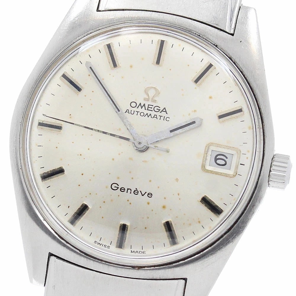 OMEGA GENEVA DATE AUTOMATIC MEN'S WATCH: Omega Geneva Date Automatic Men's Watch Brand: Omega Type/Style: Wristwatch Material: Case Material: Stainless Steel Band Material: Stainless Steel Color: Dial Color silver Size: Case Size (Width):