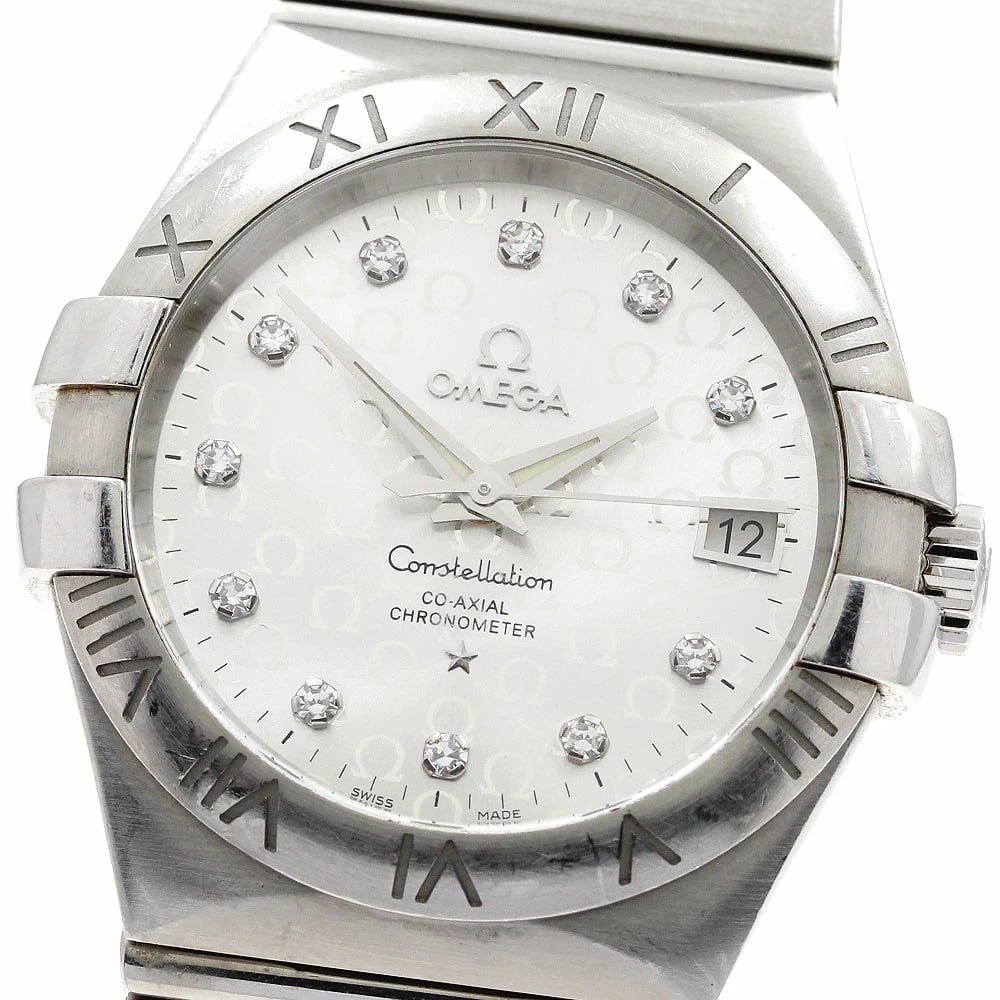 OMEGA CONSTELLATION DIAMOND DATE CO-AXIAL CHRONOMETER, WATCH: Omega Constellation Diamond Date Co-Axial Chronometer, Watch Brand: Omega Type/Style: Wristwatch Material: Case Material: Stainless Steel Band Material: Stainless Steel Color: Dial Color silver Size: 