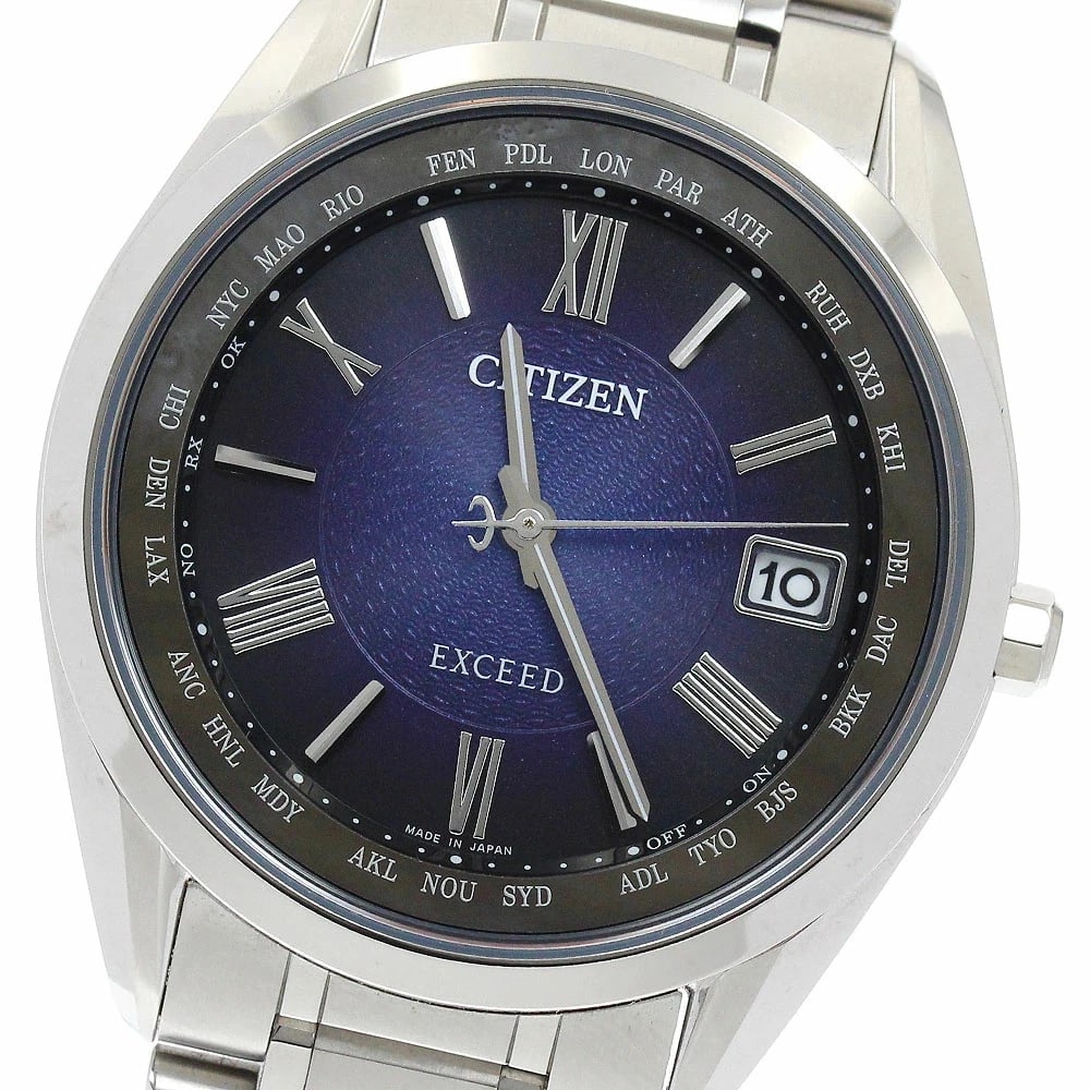 CITIZEN EXCEED LIMITED SOLAR RADIO MEN'S WATCH: Citizen Exceed Limited Solar Radio Men's Watch Brand: Citizen Type/Style: Wristwatch Material: Case Material: Titanium Band Material: Titanium Color: Dial Color navy Size: Case Size (Width): Approxima