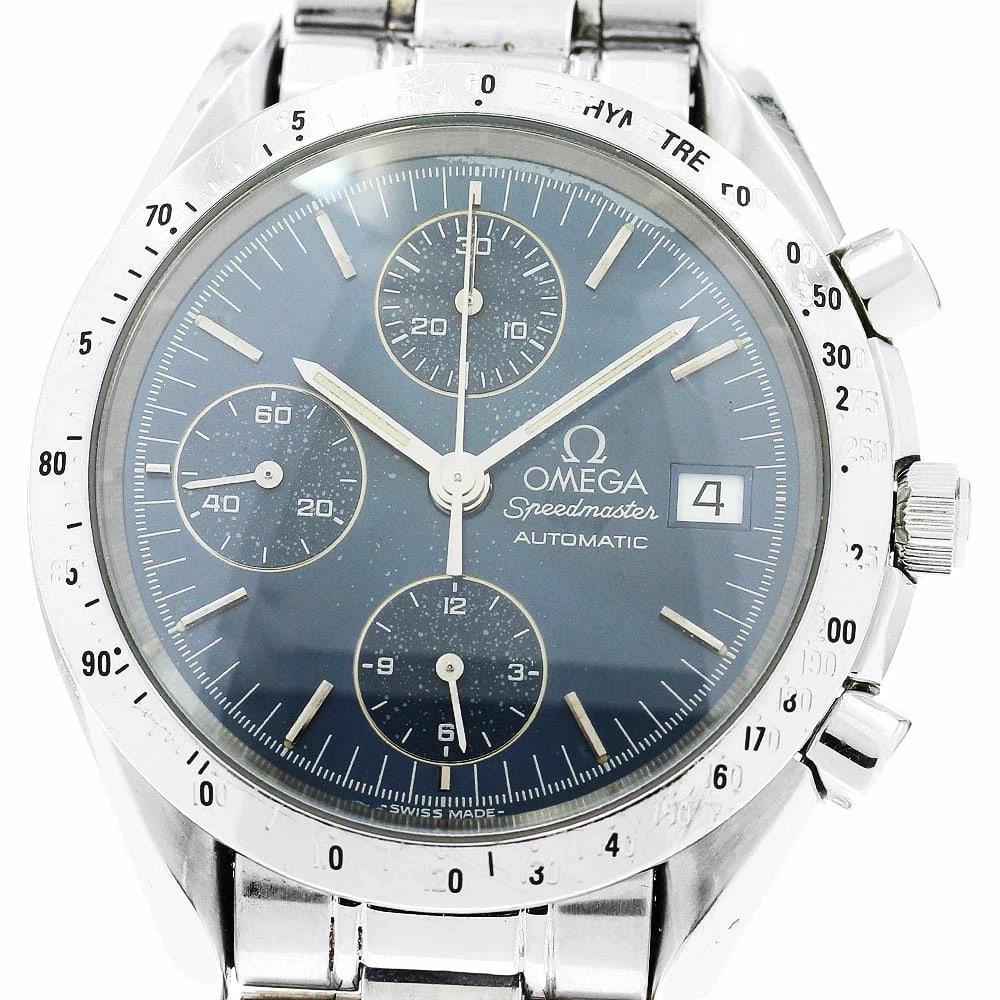 OMEGA SPEEDMASTER DATE CHRONOGRAPH AUTOMATIC MEN'S, WATCH: Omega Speedmaster Date Chronograph Automatic Men's, Watch Brand: Omega Type/Style: Wristwatch Material: Case Material: Stainless Steel Band Material: Stainless Steel Color: Dial Color navy Size: Case 