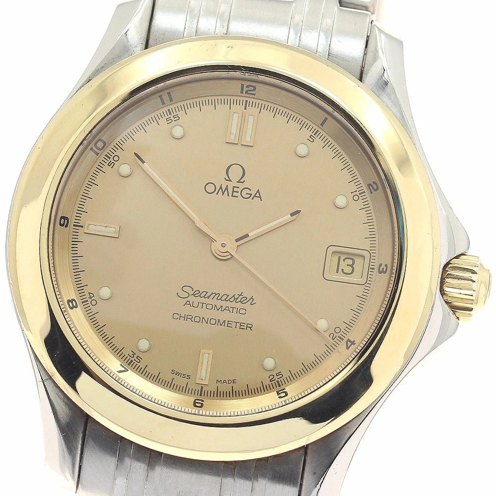 OMEGA SEAMASTER CHRONOMETER MEN'S WATCH WITH YELLOW GOLD, WATCH: Omega Seamaster Chronometer Men's Watch with Yellow Gold, Watch Brand: Omega Type/Style: Wristwatch Material: Case Material: SS/YG (Stainless Steel/Yellow Gold) Band Material: Stainless Steel Color: D