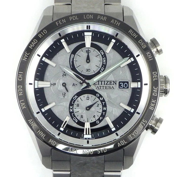 CITIZEN ATTESA ACTLINE WATCH, STAINLESS STEEL, WATCH: Citizen Attesa Actline Watch, Stainless Steel, Watch Brand: Citizen Type/Style: Wristwatch Material: Case Material: Titanium Band Material: Titanium Color: Dial Color black gray Size: Case Diameter: