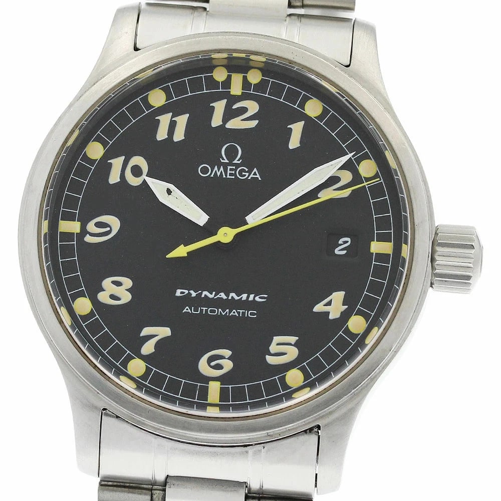 OMEGA DYNAMIC DATE AUTOMATIC MEN'S WATCH: Omega Dynamic Date Automatic Men's Watch Brand: Omega Type/Style: Wristwatch Material: Case Material: Stainless Steel Band Material: Stainless Steel Color: Dial Color black Size: Case Size (Width): Ap