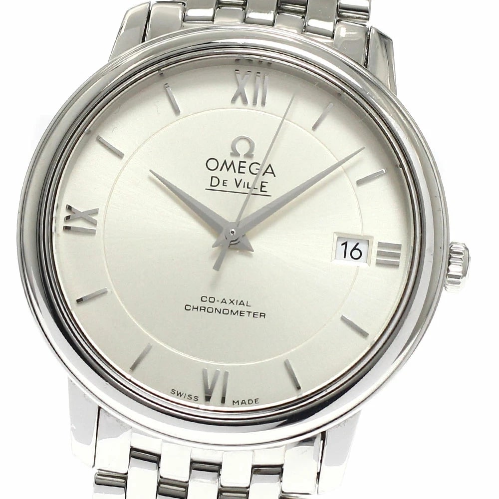 OMEGA DEVIL PRESTIGE CO-AXIAL DATE AUTOMATIC MEN'S WATCH: Omega Devil Prestige Co-Axial Date Automatic Men's Watch Brand: Omega Type/Style: Wristwatch Material: Stainless Steel Color: Dial Color silver Size: Case Size (W): Approximately 37mm Band Size: Appro