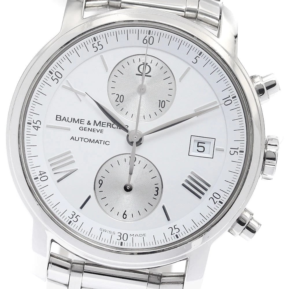 BAUME & MERCIER CHRONOGRAPH AUTOMATIC WATCH: Baume & Mercier Chronograph Automatic Watch Brand: Baume & Mercier Type/Style: Wristwatch Material: Band Material Stainless Steel, Case Material Stainless Steel Color: Band Color Silver, Dial Color