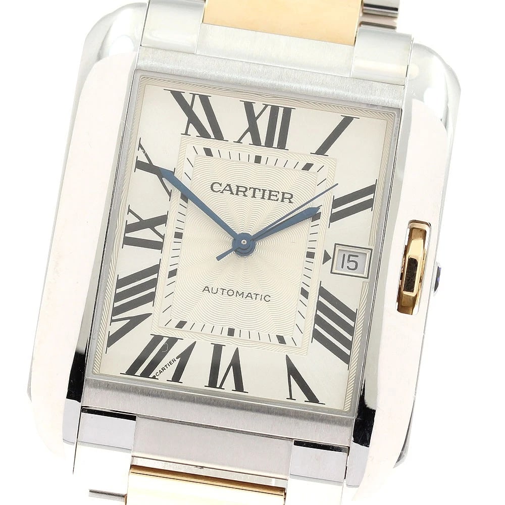CARTIER TANK ANGLAISE DATE SILVER AUTOMATIC WATCH: CARTIER Tank Anglaise Date Silver Automatic Watch Brand: CARTIER Type/Style: Wristwatch Material: Band Material Stainless Steel/PG, Case Material Stainless Steel/PG Color: Band Color Silver / Pink