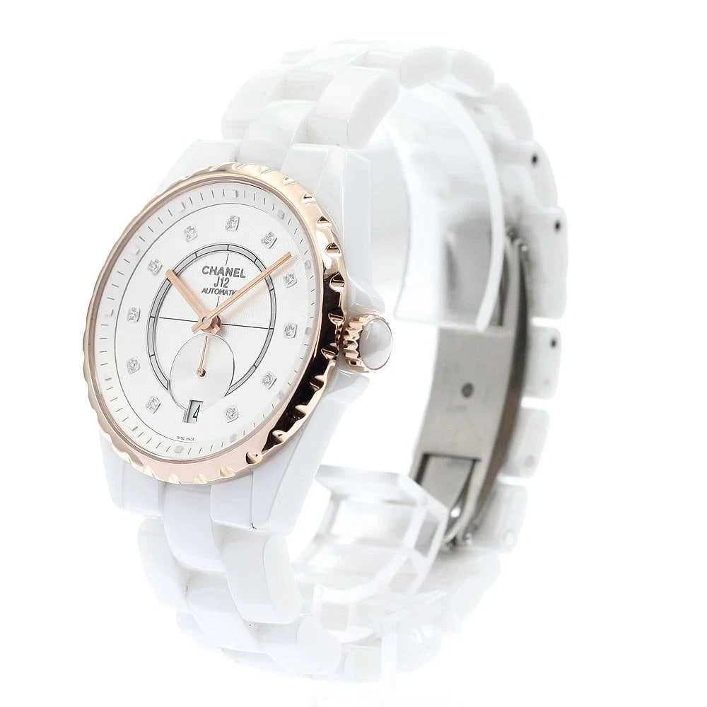 CHANEL J12 DIAMOND DATE SILVER AUTOMATIC WATCH - 2