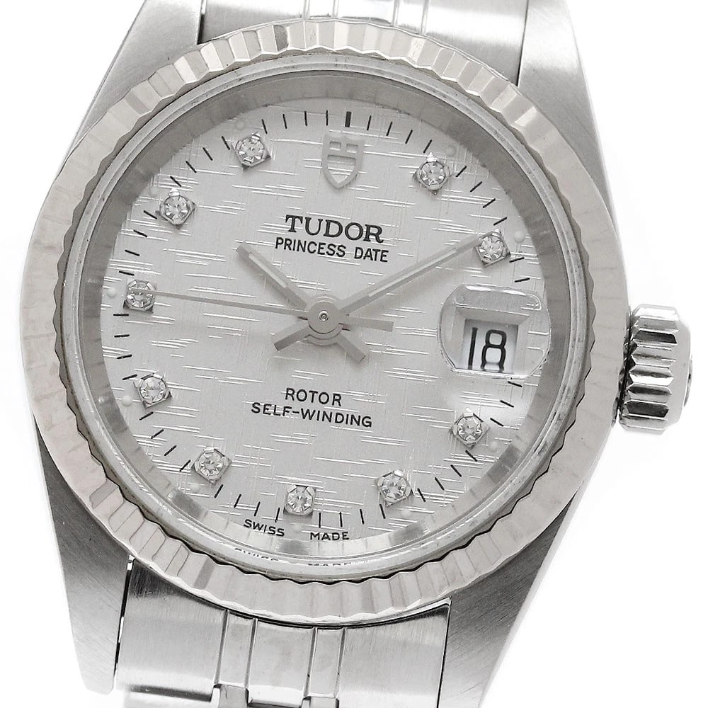 TUDOR PRINCESS DATE BEZEL DIAMOND AUTOMATIC WATCH: TUDOR Princess date bezel diamond Automatic Watch Brand: TUDOR Type/Style: Wristwatch Material: Band Material Stainless Steel, Case Material Stainless Steel/WG Color: Band Color Silver, Dial Color