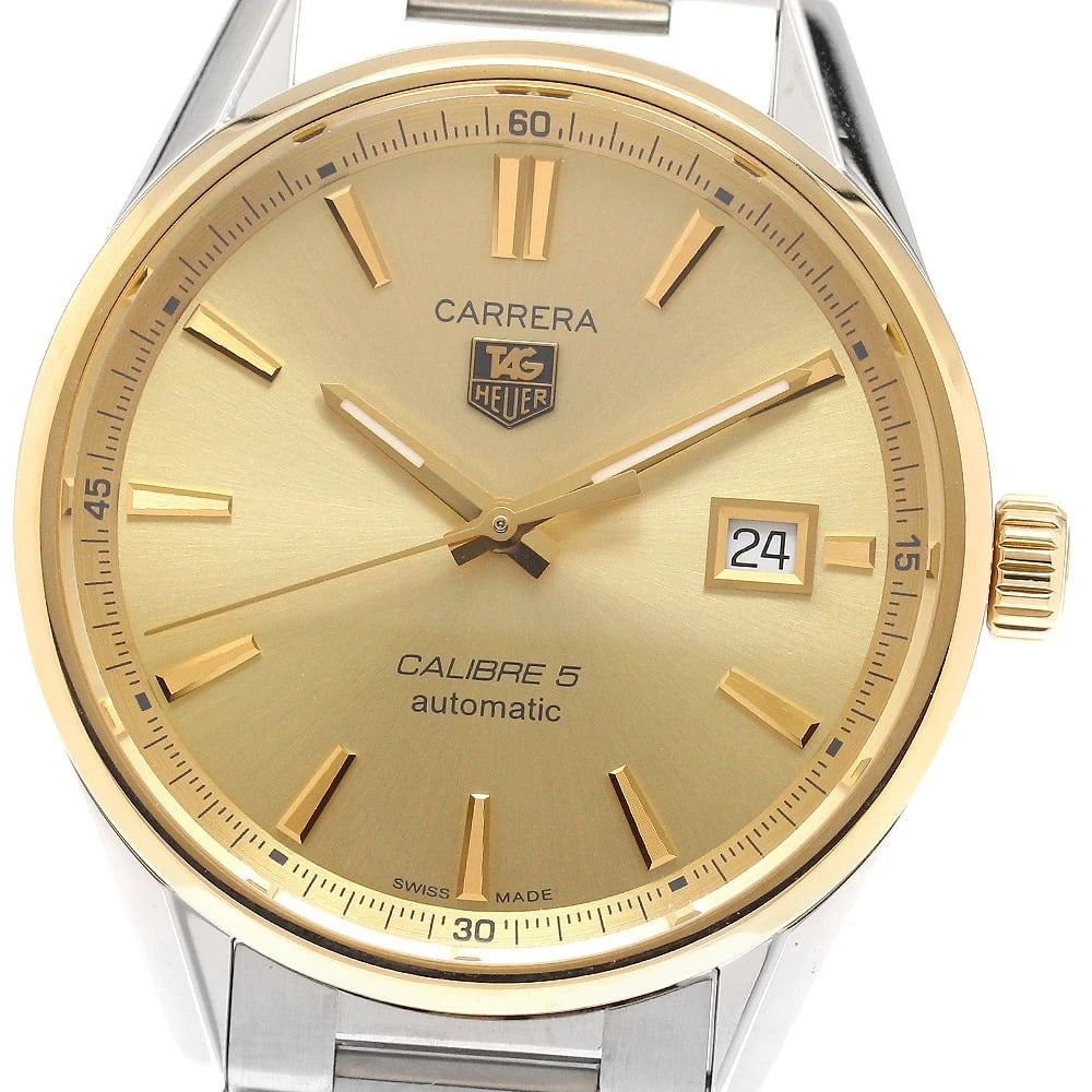 TAG HEUER CARRERA CALIBER GOLD AUTOMATIC WATCH: TAG HEUER Carrera Caliber gold Automatic Watch Brand: TAG HEUER Type/Style: Wristwatch Material: Band Material Stainless Steel/YG, Case Material Stainless Steel/YG Color: Band Color Silver / Gold,