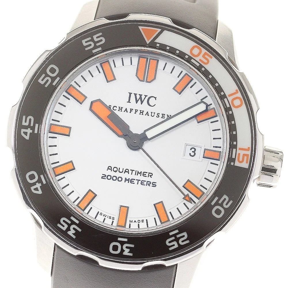 IWC SCHAFFHAUSEN AQUA TIMER DATE WHITE AUTOMATIC, WATCH: IWC SCHAFFHAUSEN Aqua timer Date White Automatic, Watch Brand: IWC SCHAFFHAUSEN Type/Style: Wristwatch Material: Band Material rubber, Case Material Stainless Steel Color: Band Color black, Dial Color