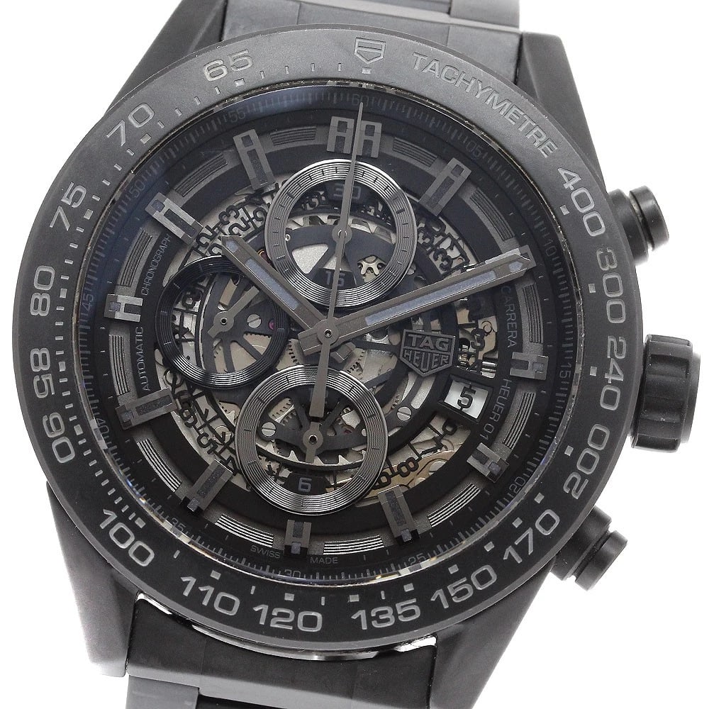 TAG HEUER CARRERA CALIBER CHRONOGRAPH AUTOMATIC, WATCH: TAG HEUER Carrera Caliber Chronograph Automatic, Watch Brand: TAG HEUER Type/Style: Wristwatch Material: Band Material ceramic, Case Material ceramic Color: Band Color black, Dial Color skeleton,