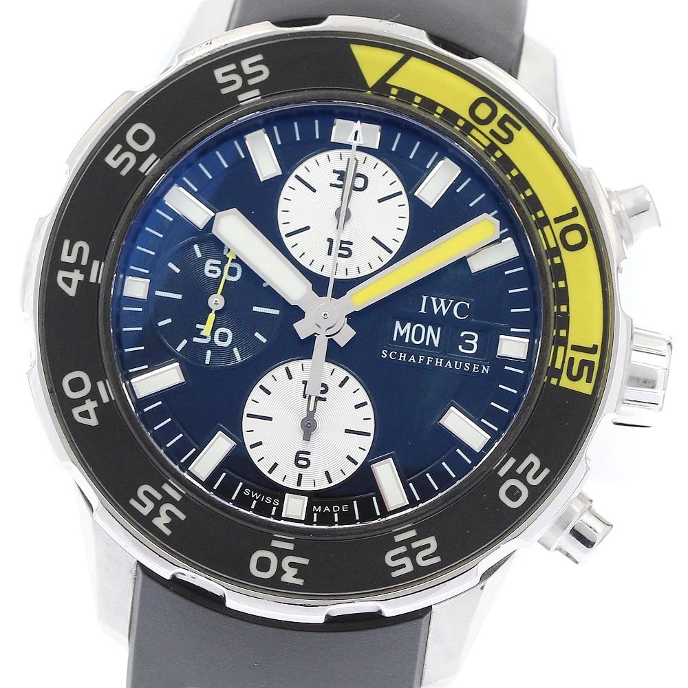 IWC SCHAFFHAUSEN AQUA TIMER CHRONOGRAPH AUTOMATIC WATCH: IWC SCHAFFHAUSEN Aqua timer Chronograph Automatic Watch Brand: IWC SCHAFFHAUSEN Type/Style: Wristwatch Material: Band Material rubber, Case Material Stainless Steel Color: Band Color black, Dial