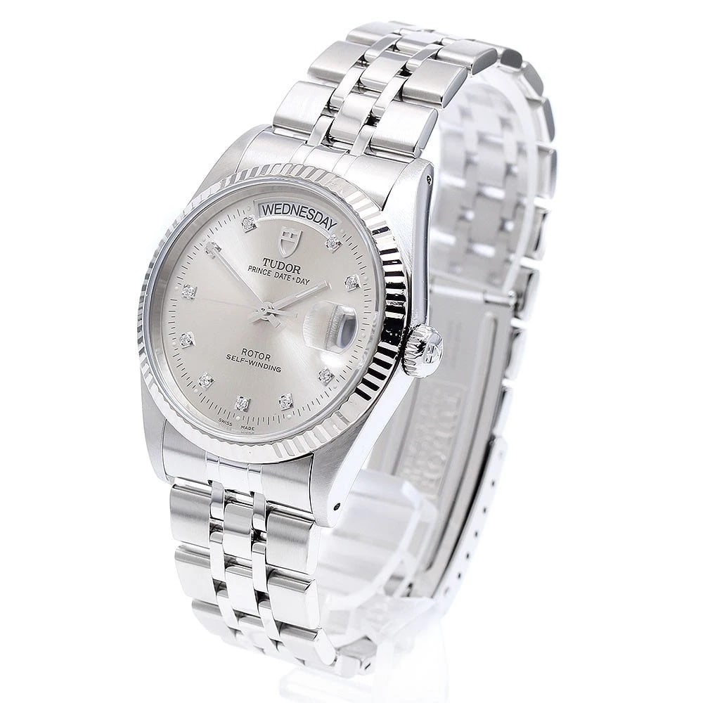 TUDOR PRINCE DATE DIAMOND BEZEL AUTOMATIC WATCH: TUDOR Prince Date Diamond Bezel Automatic Watch Brand: TUDOR Type/Style: Wristwatch Material: Band Material Stainless Steel, Case Material Stainless Steel/WG Color: Band Color Silver, Dial Color