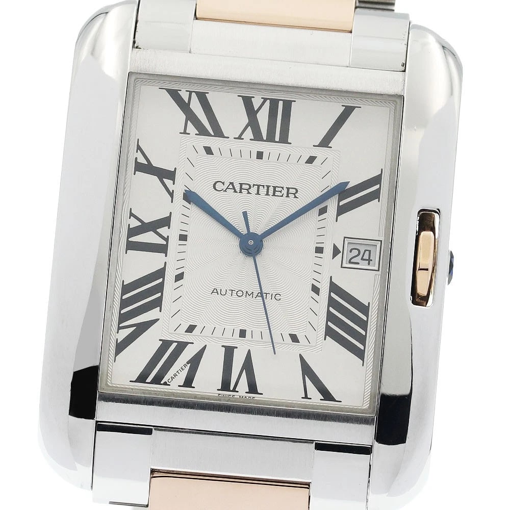 CARTIER TANK DATE AUTOMATIC WATCH: CARTIER Tank Date Automatic Watch Brand: CARTIER Type/Style: Wristwatch Material: Band Material Stainless Steel/PG, Case Material Stainless Steel/PG Color: Band Color Silver / Pink Gold, Dial Color