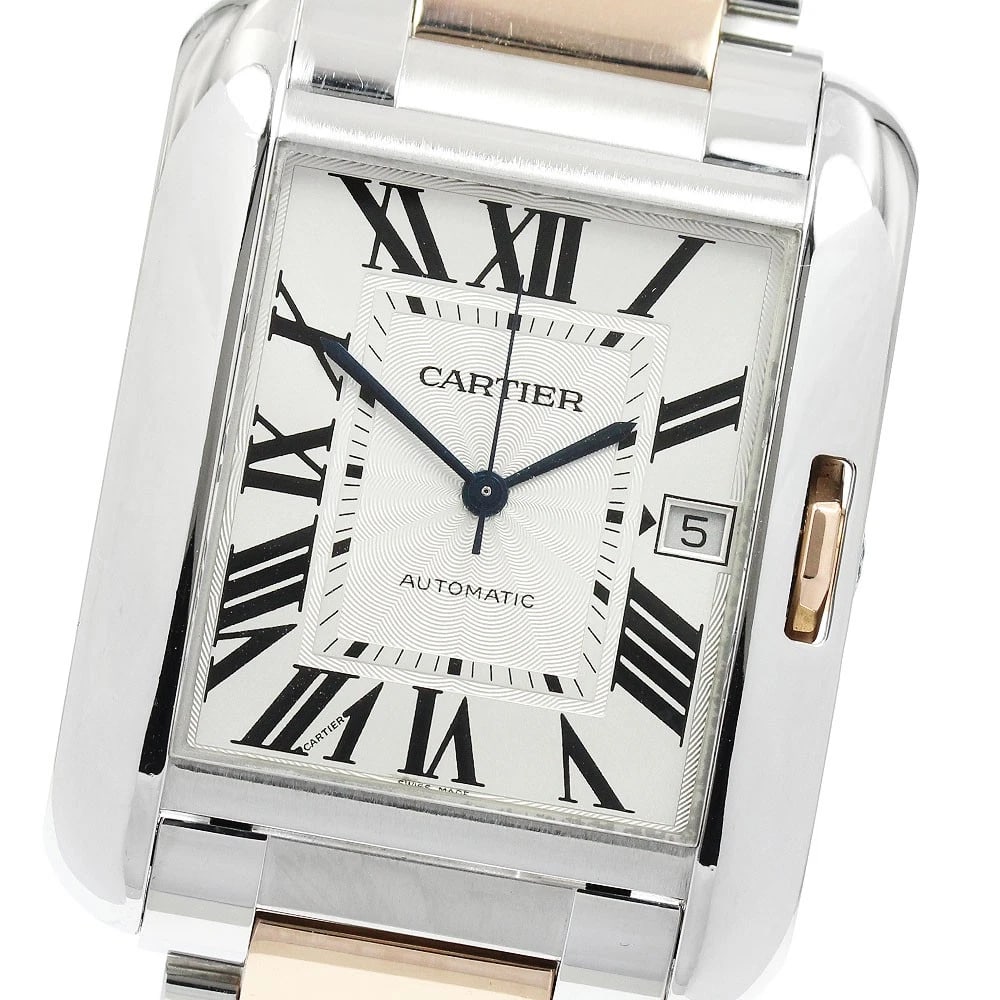 CARTIER TANK DATE SILVER AUTOMATIC, WATCH: CARTIER Tank Date Silver Automatic, Watch Brand: CARTIER Type/Style: Wristwatch Material: Band Material Stainless Steel/PG, Case Material Stainless Steel/PG Color: Band Color Silver / Pink Gold, Dial