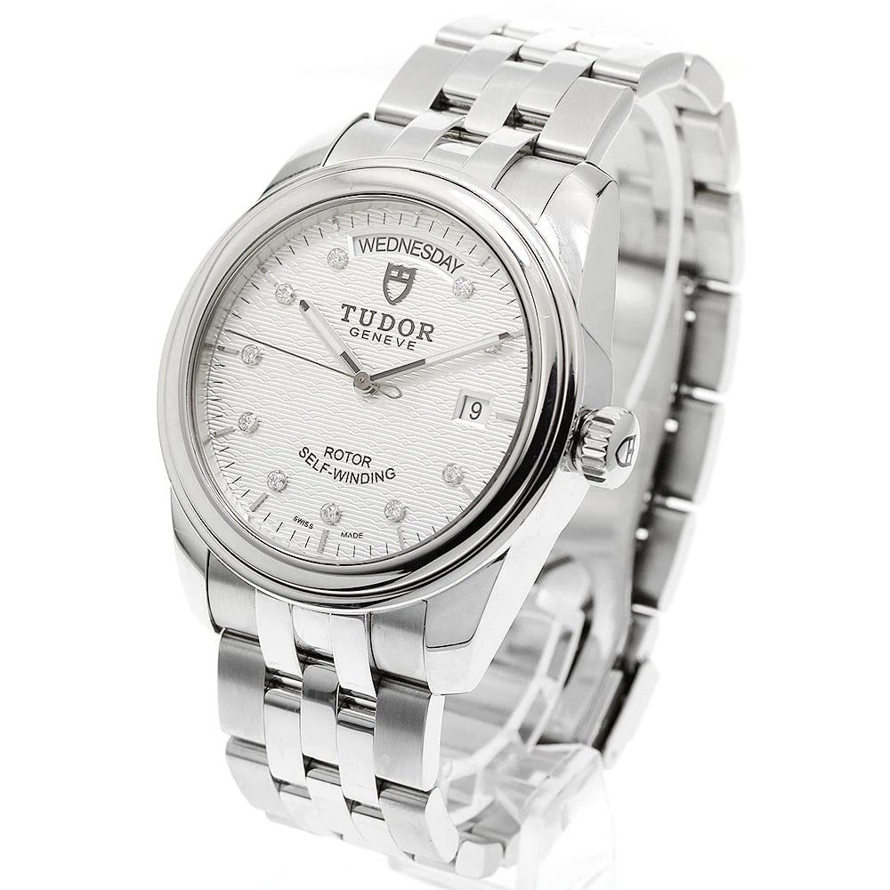 TUDOR GLAMOR DATE DIAMOND SILVER AUTOMATIC WATCH - 2