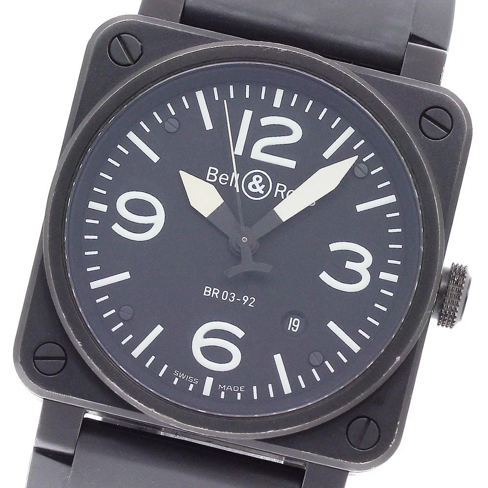 BELL?ROSS DATE BLACK AUTOMATIC, WATCH: Bell?Ross Date Black Automatic, Watch Brand: Bell?Ross Type/Style: Wristwatch Material: Band Material rubber, Case Material Stainless Steel Color: Band Color black, Dial Color black, Case Color black