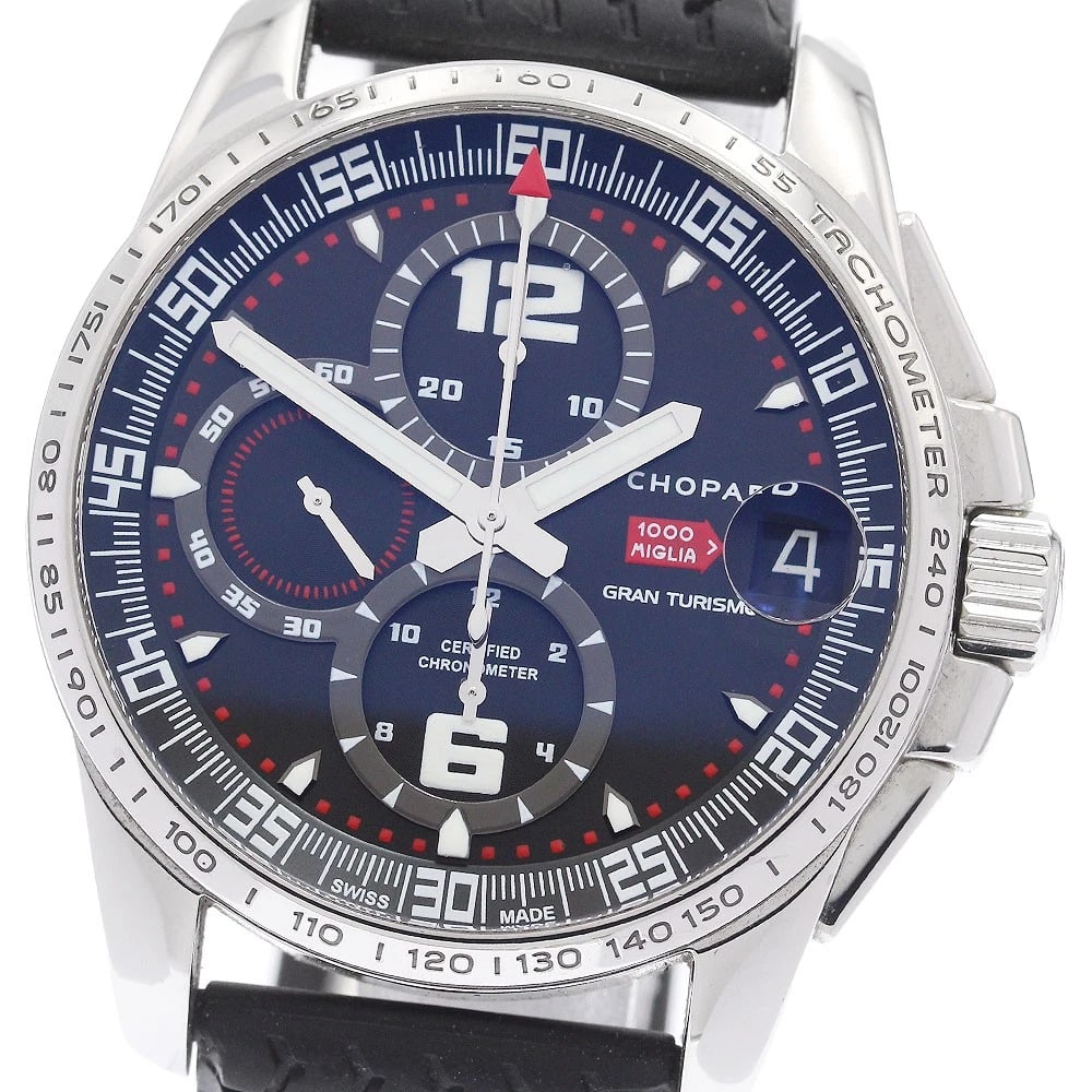 CHOPARD MILLE MIGLIA CHRONOGRAPH AUTOMATIC, WATCH: Chopard Mille Miglia Chronograph Automatic, Watch Brand: Chopard Type/Style: Wristwatch Material: Band Material rubber, Case Material Stainless Steel Color: Band Color black, Dial Color black, Case