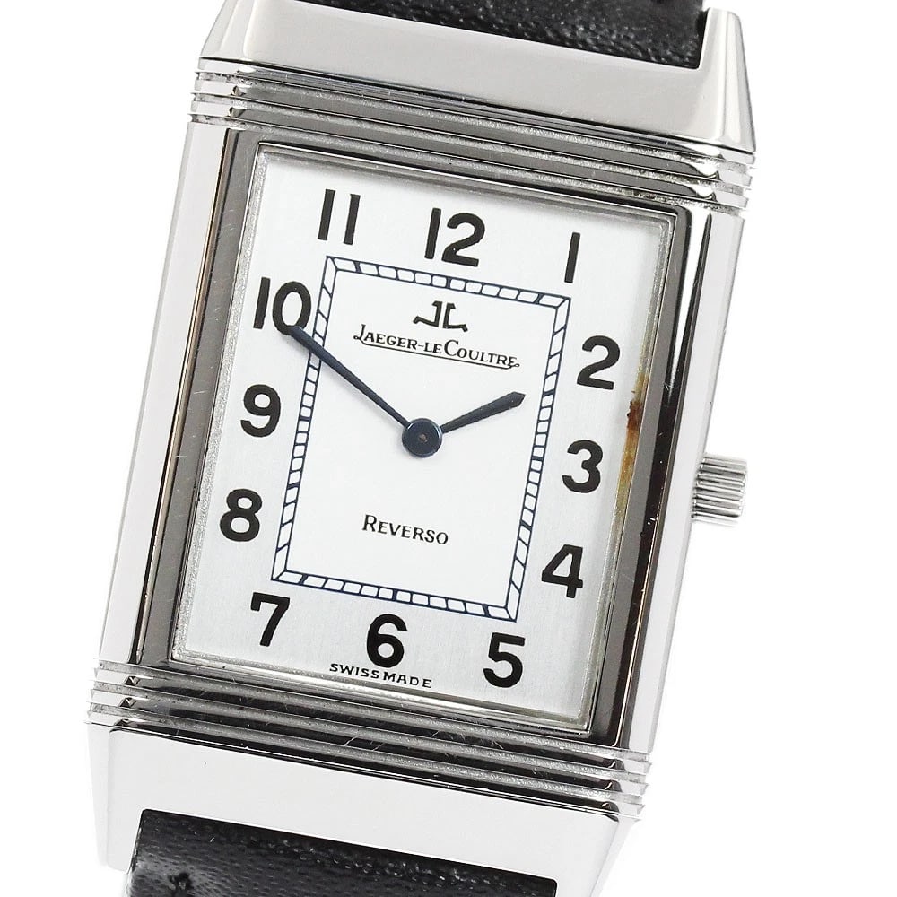 JAEGER-LECOULTRE SILVER WATCH: JAEGER-LECOULTRE Silver Watch Brand: JAEGER-LECOULTRE Type/Style: Wristwatch Material: Band Material leather, Case Material Stainless Steel Color: Band Color black, Dial Color Silver, Case Color