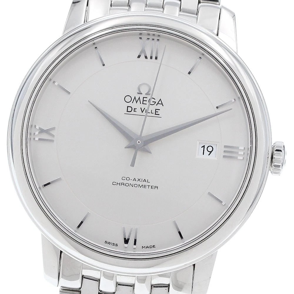 OMEGA DE VILLE PRESTIGE COAXIAL AUTOMATIC WATCH: OMEGA De Ville Prestige Coaxial Automatic Watch Brand: OMEGA Type/Style: Wristwatch Material: Band Material Stainless Steel, Case Material Stainless Steel Color: Band Color Silver, Dial Color Silver,