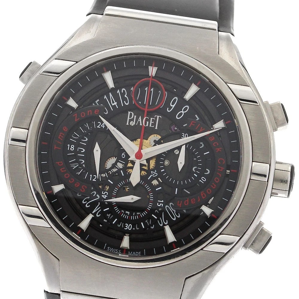 PIAGET POLO DATE BLACK AUTOMATIC WATCH: PIAGET polo Date black Automatic Watch Brand: PIAGET Type/Style: Wristwatch Material: Band Material rubber, Case Material Stainless Steel Color: Band Color black, Dial Color black, Case Color Silver